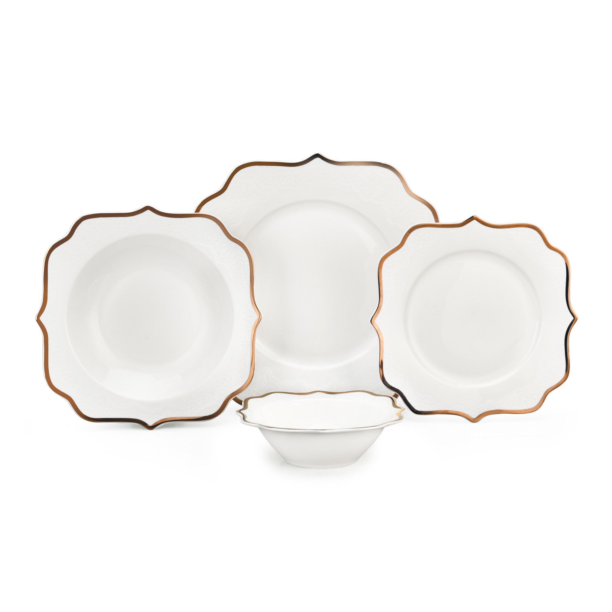 24pcs Luxurious Gold-Trimmed Porcelain Dinnerware Set