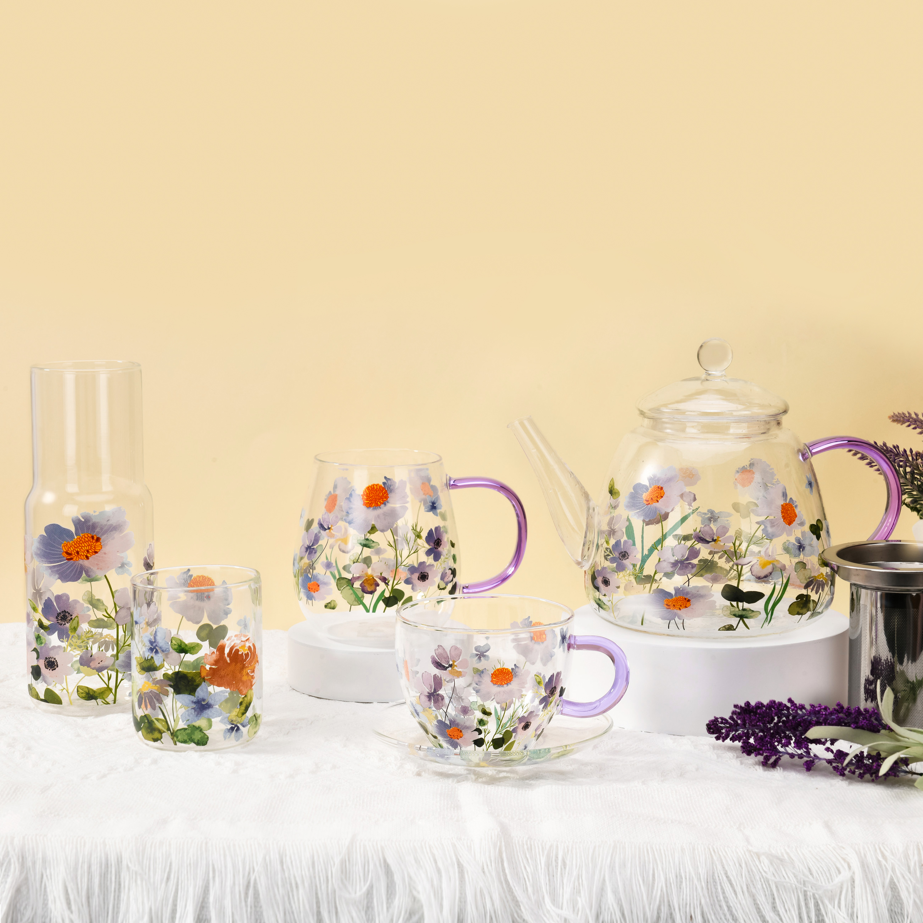 Magnoble Purple Glass Tea Cups