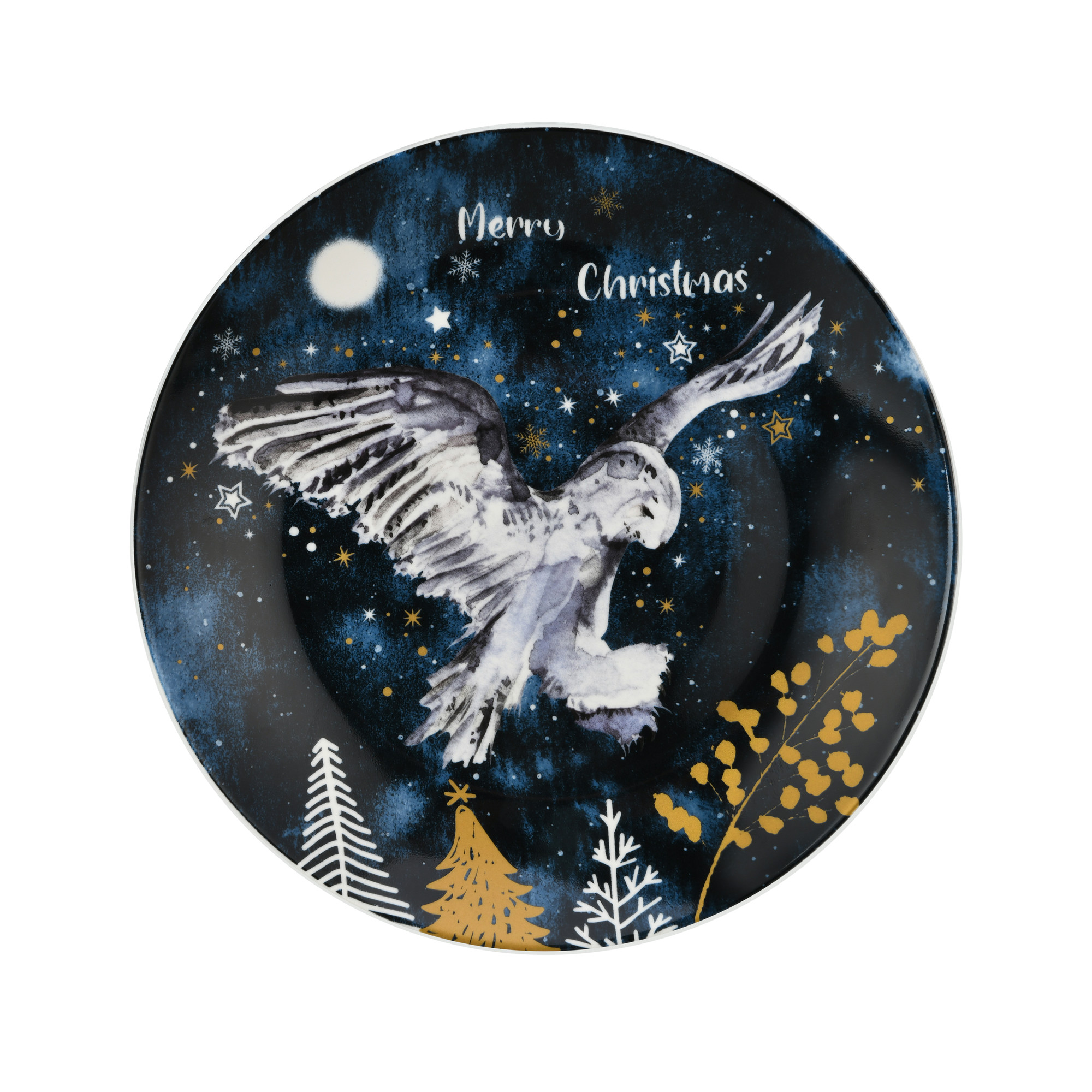 Winter Night 8'' Coupe Dessert Plate