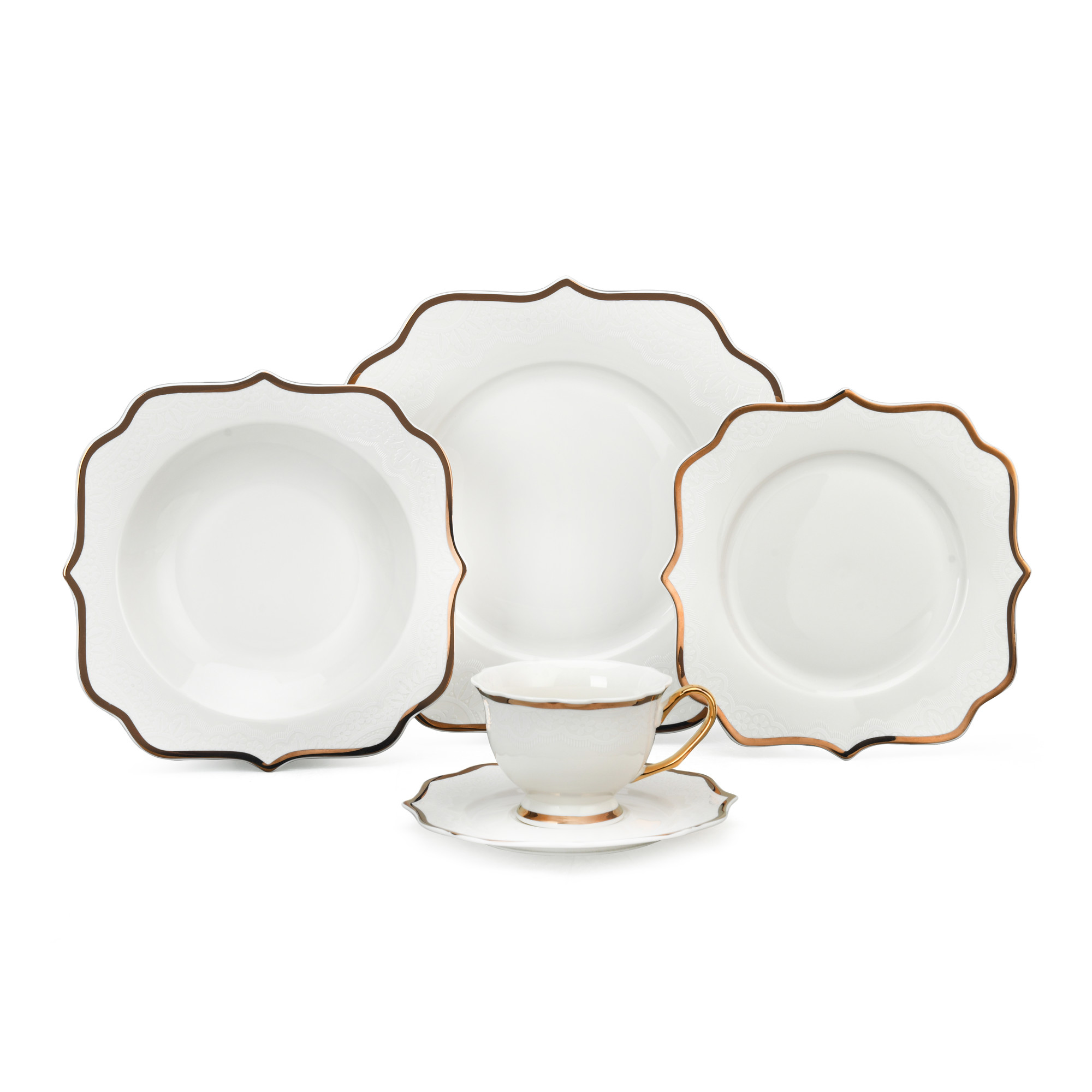 20pcs Luxurious Gold-Trimmed Porcelain Dinnerware Set