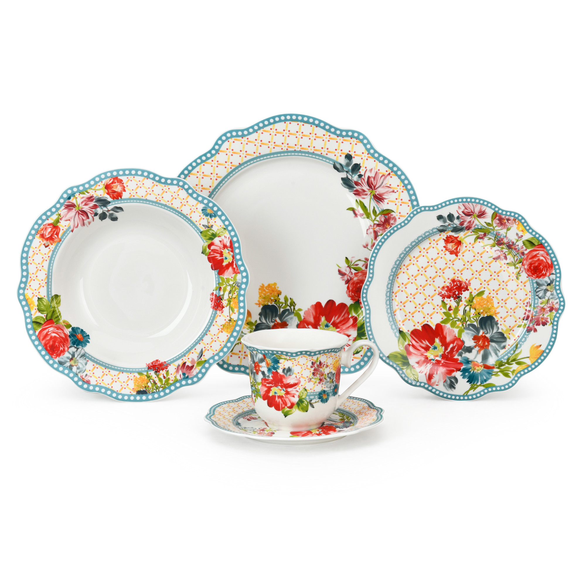 Vibrant Lotus 20pcs Dinner Set
