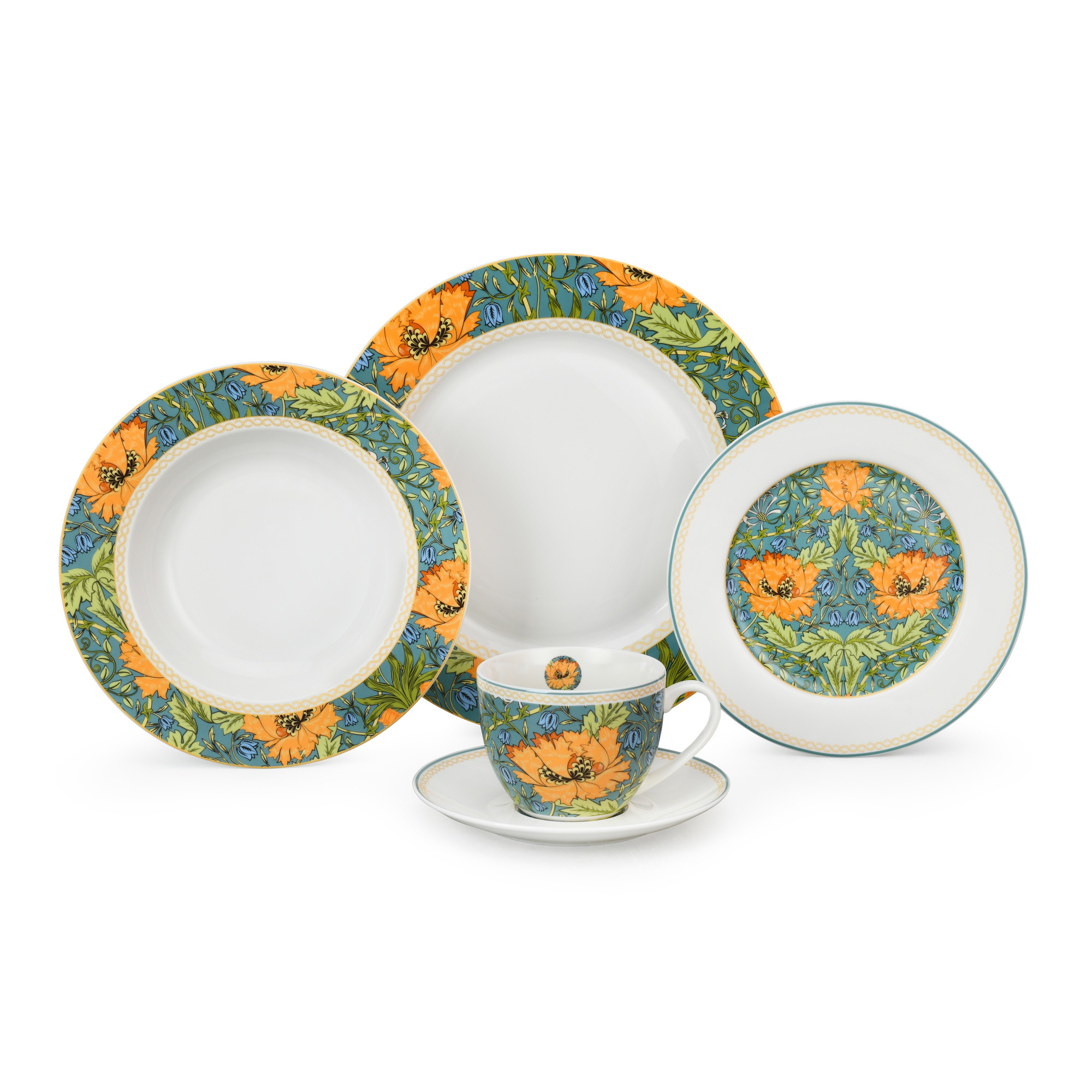 20pcs Botanical Elegance Ceramic Dinnerware Set