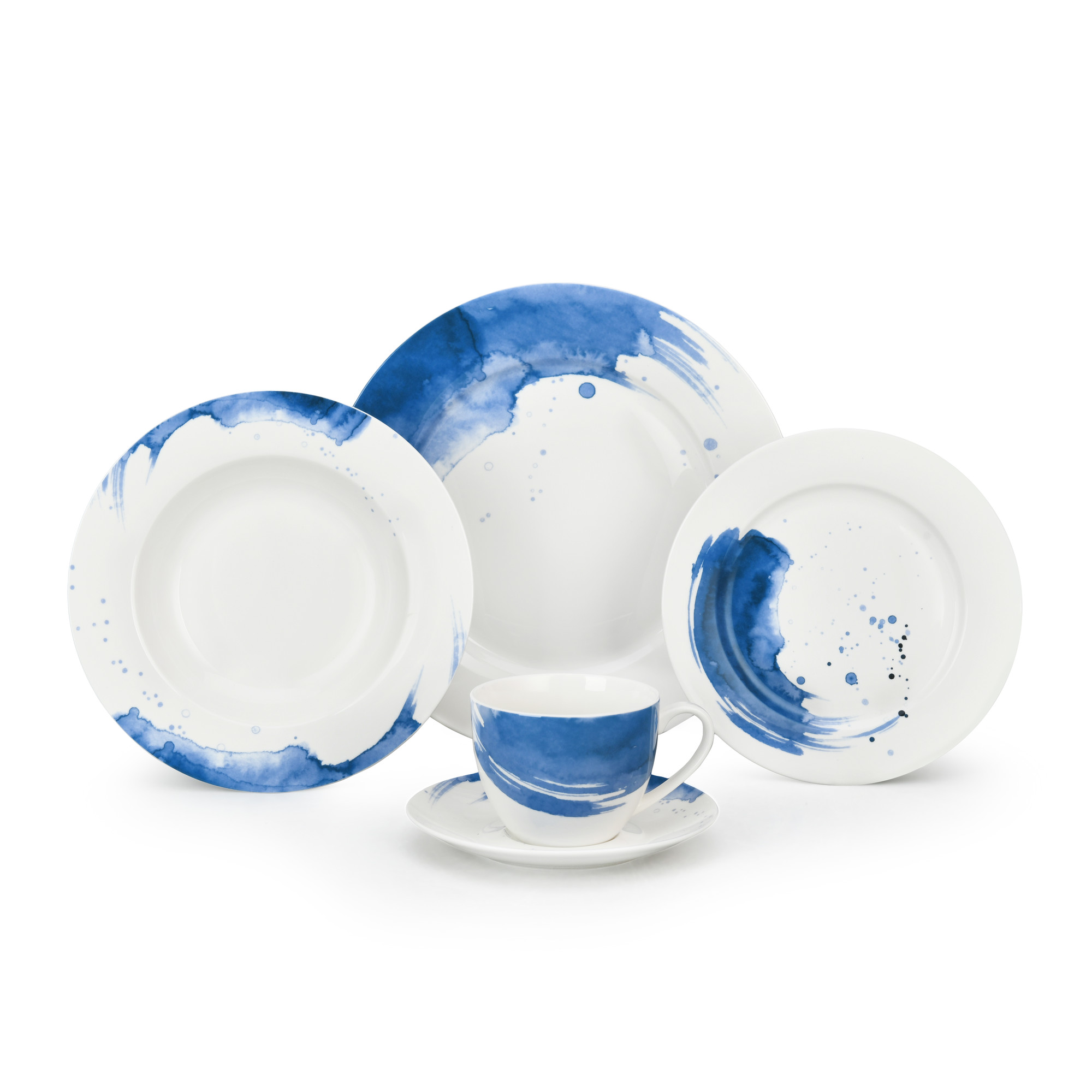 20pcs Azure Splatter Ceramic Dinnerware Set