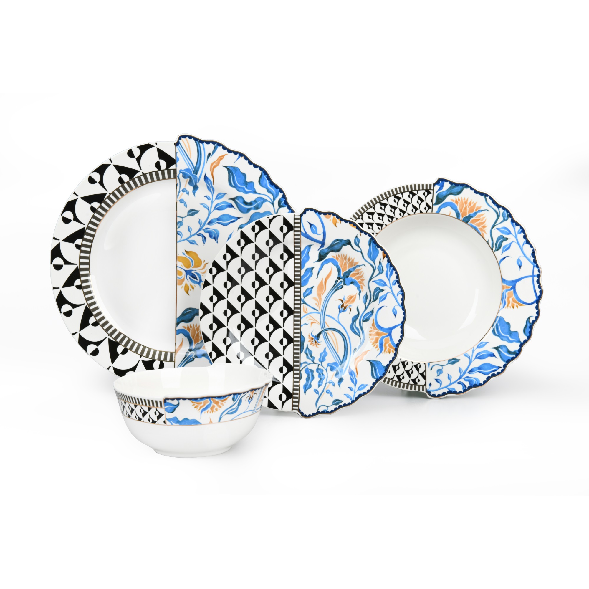 Blue Botanical Custom Design Pattern Dinner Set