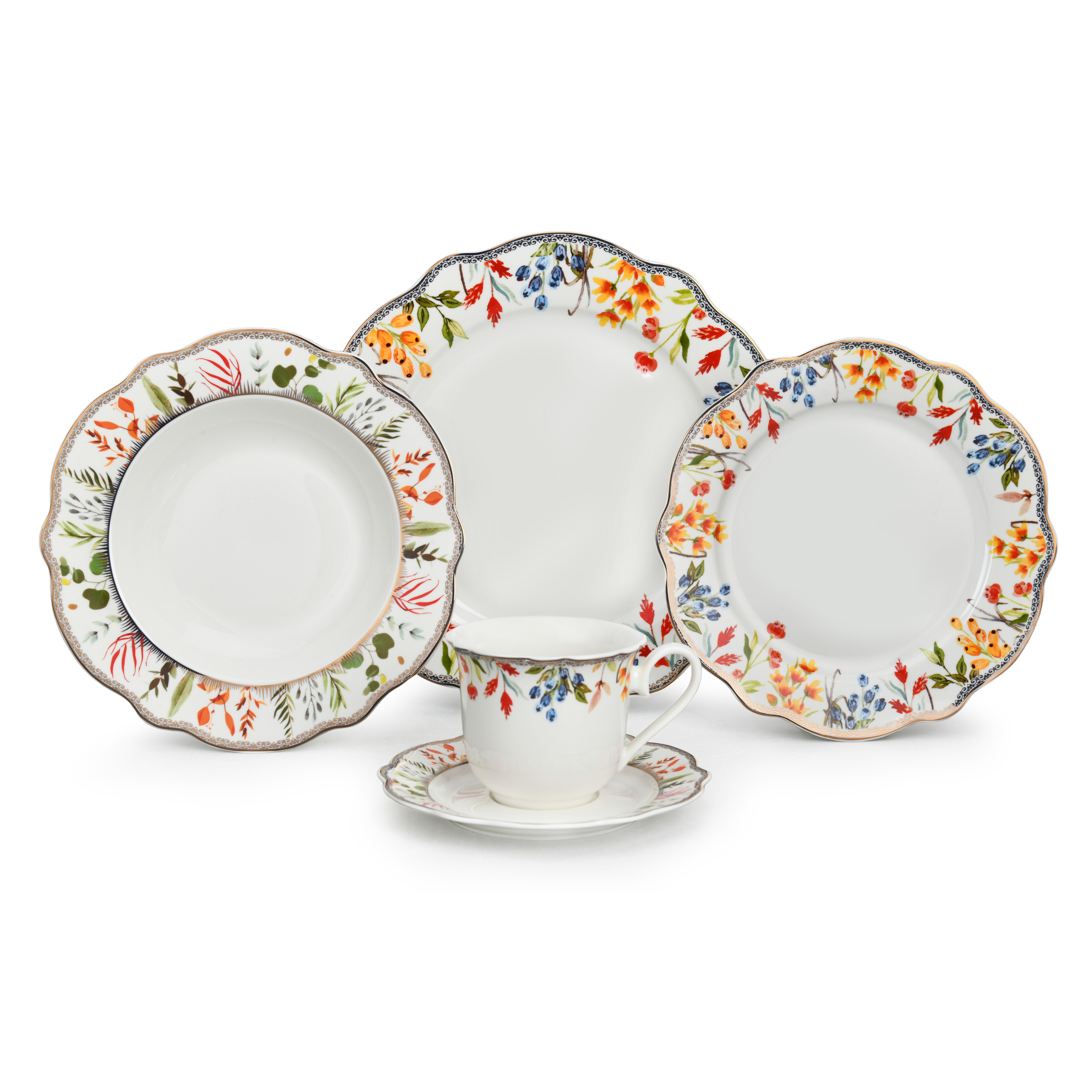 Golden Floral Charm 20pcs Dinner Set