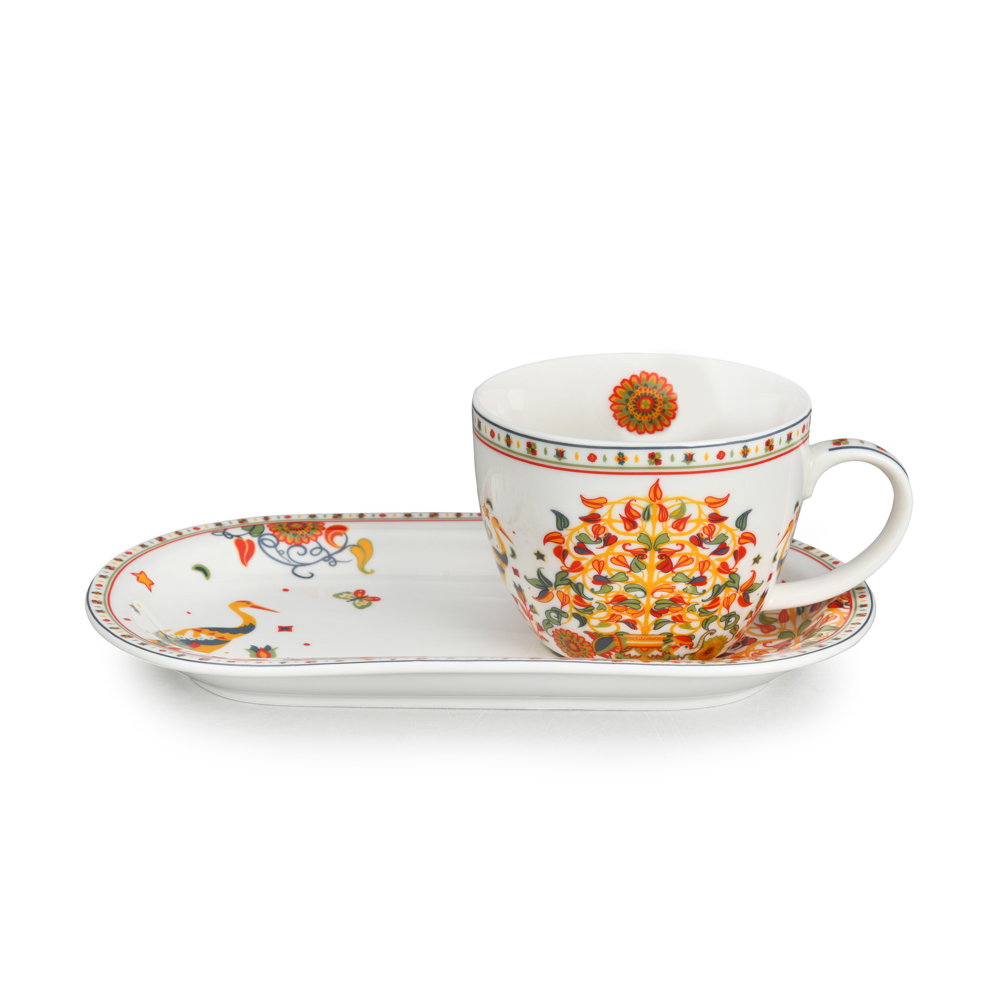 Vibrant Floral 450ml Cup & Plate