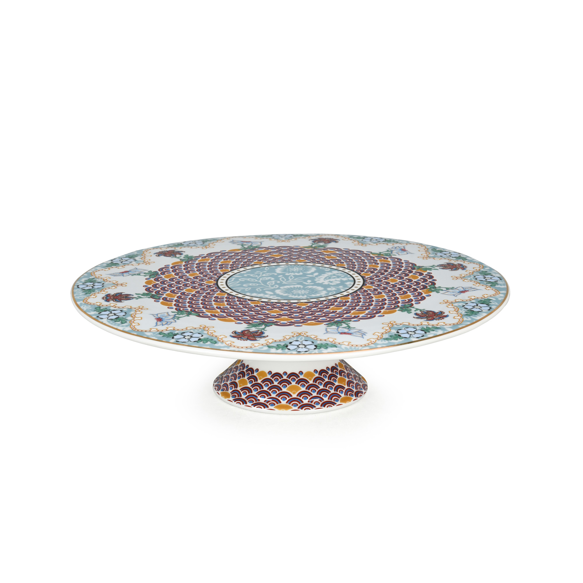 Vintage Floral 12.5'' Footed Cake Stand