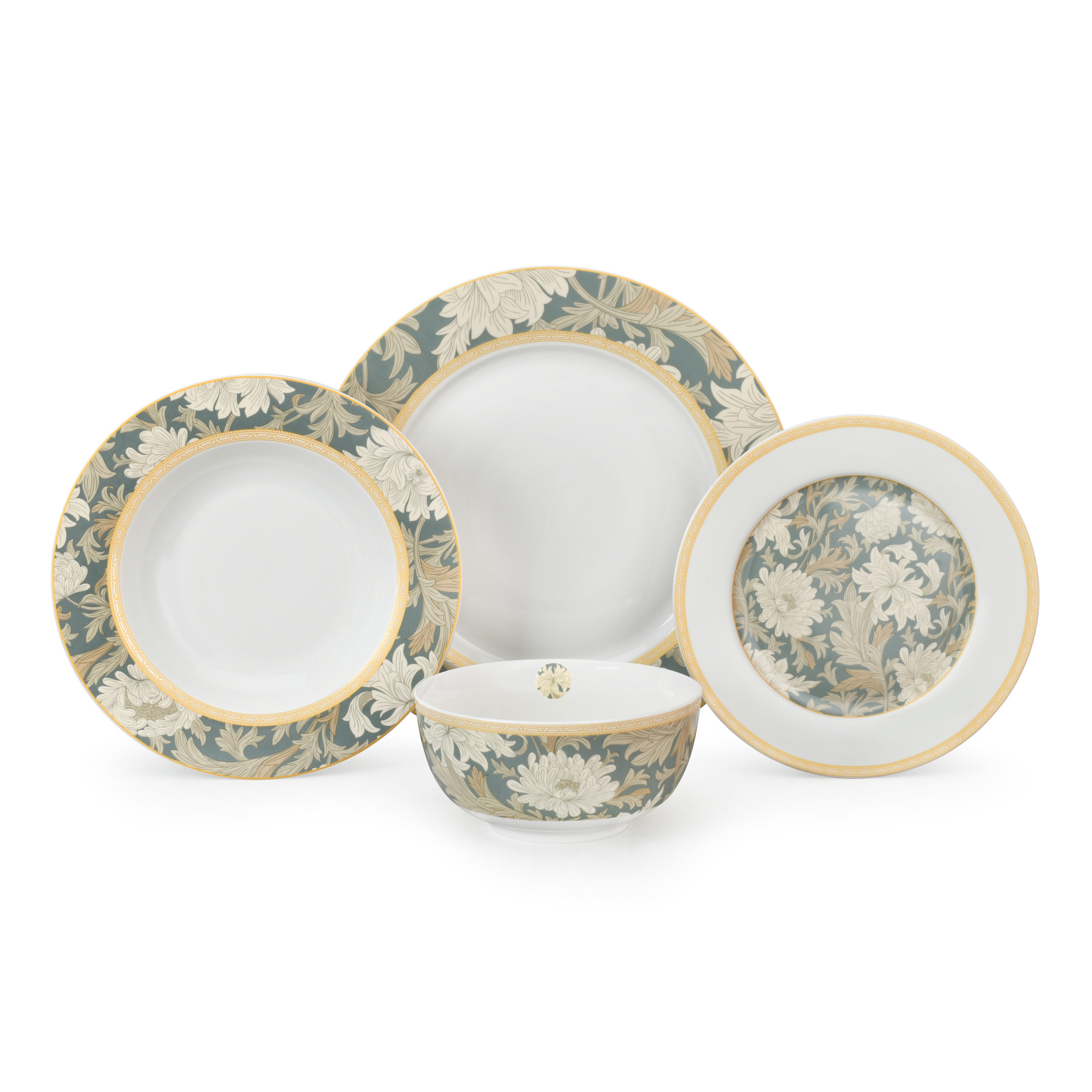 24pcs Vintage Modern Floral Ceramic Dinnerware Set