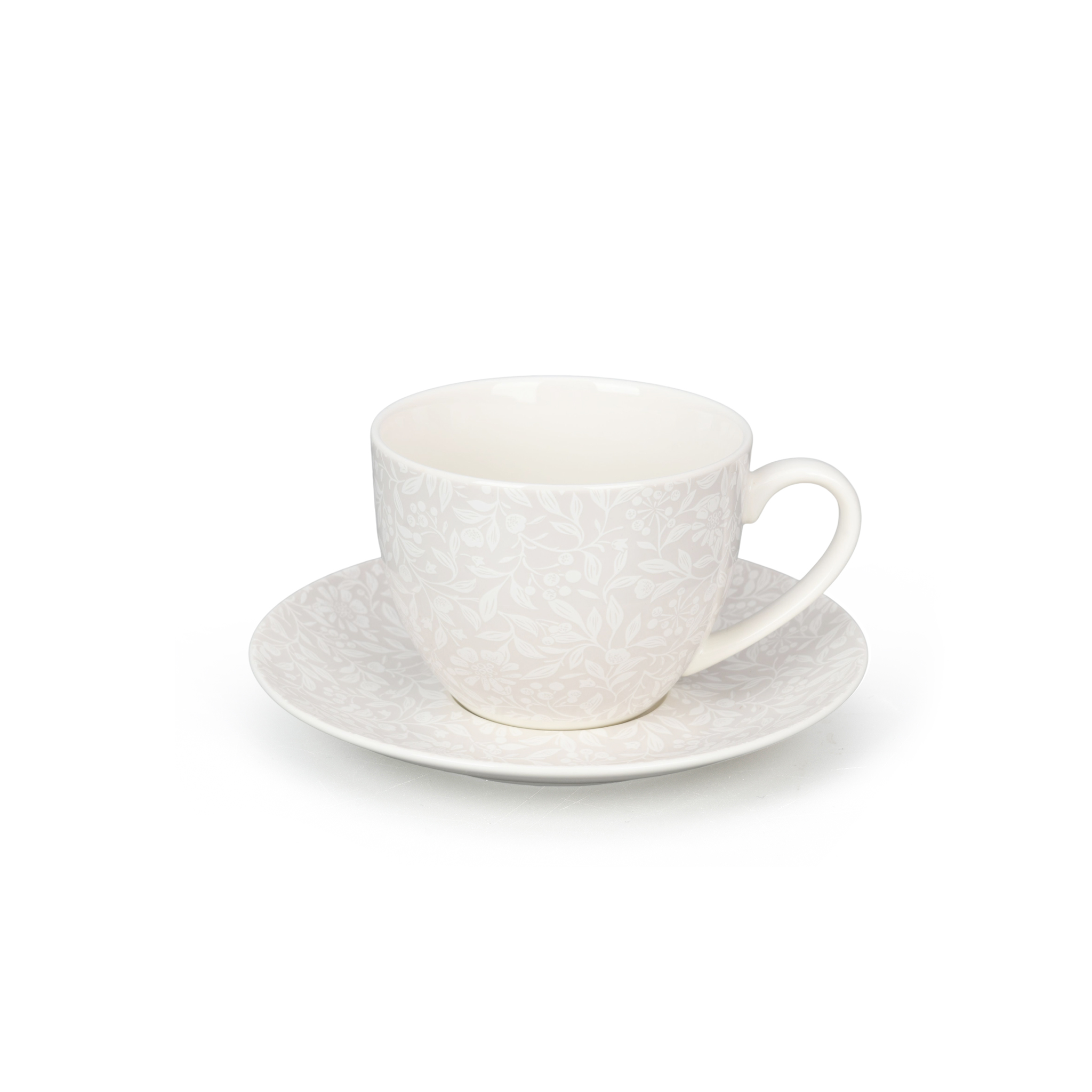 New Bone China White Pattern Design Relief Custom Cup & Saucer