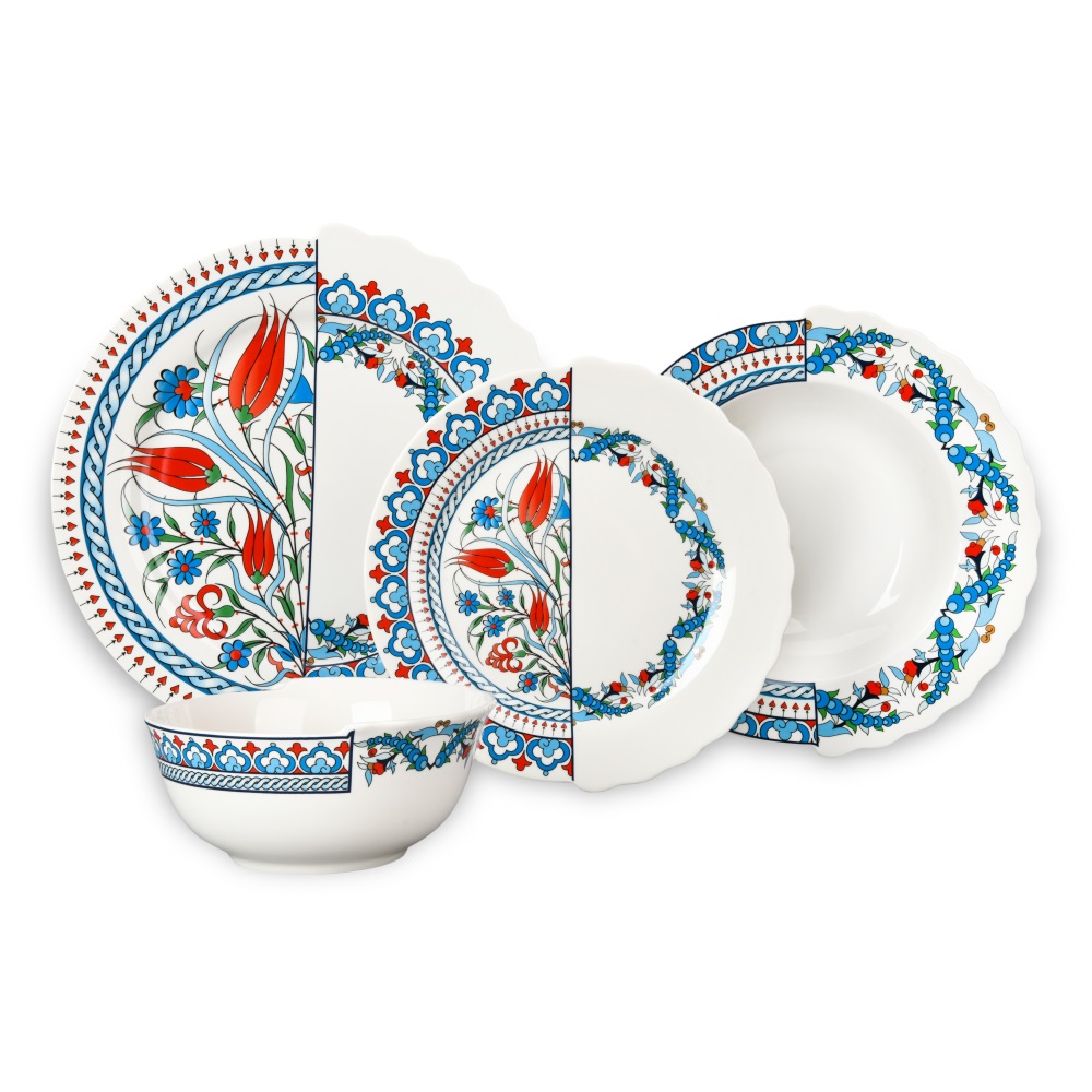 Vintage Red and Blue Colorful Custom Design Pattern Dinner Set