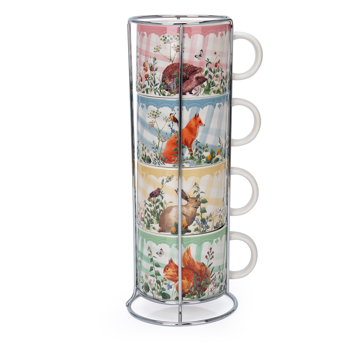 The Playful Spring S/4 400ml Mugs with Metal Stand