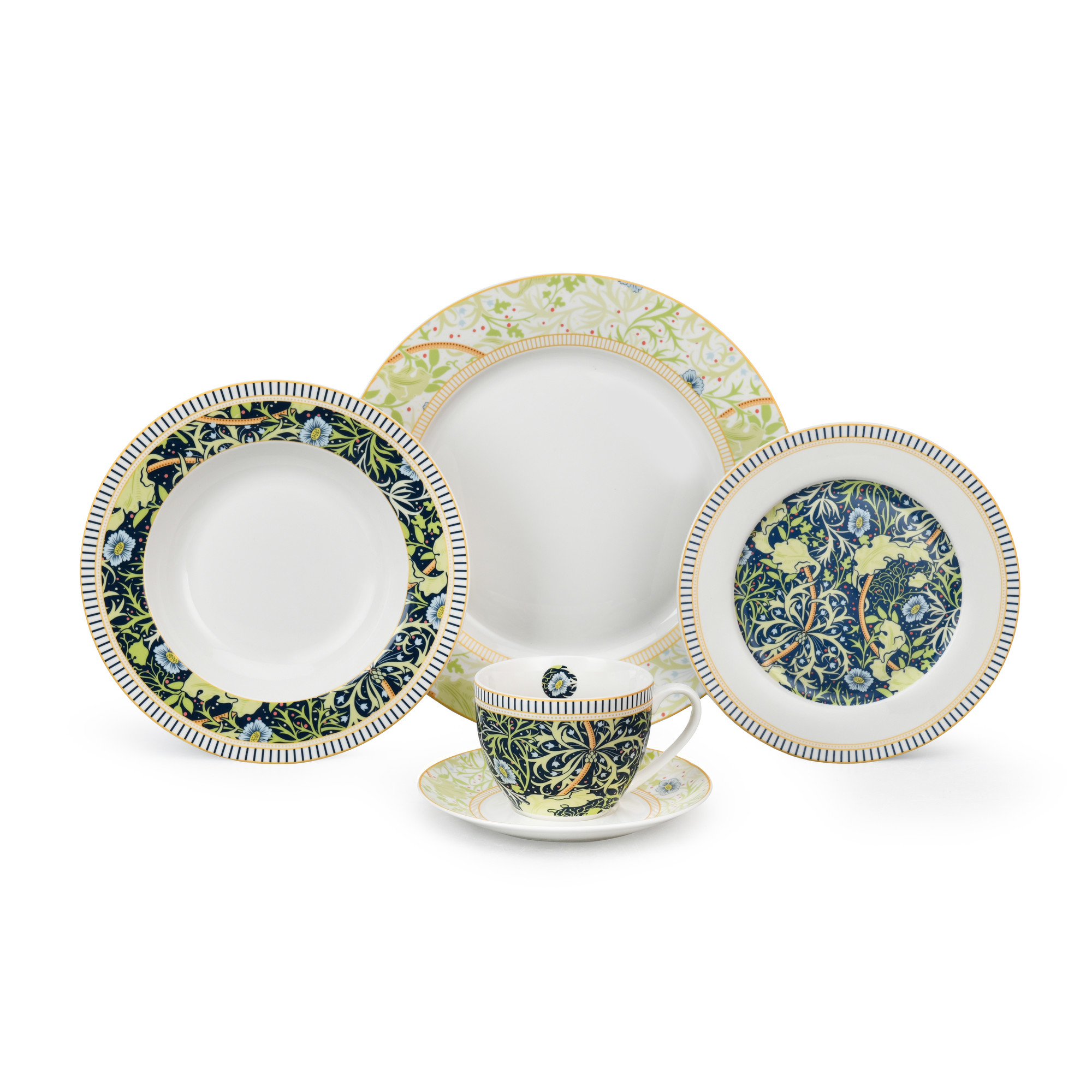 20pcs Botanical Elegance Porcelain Dinner Set
