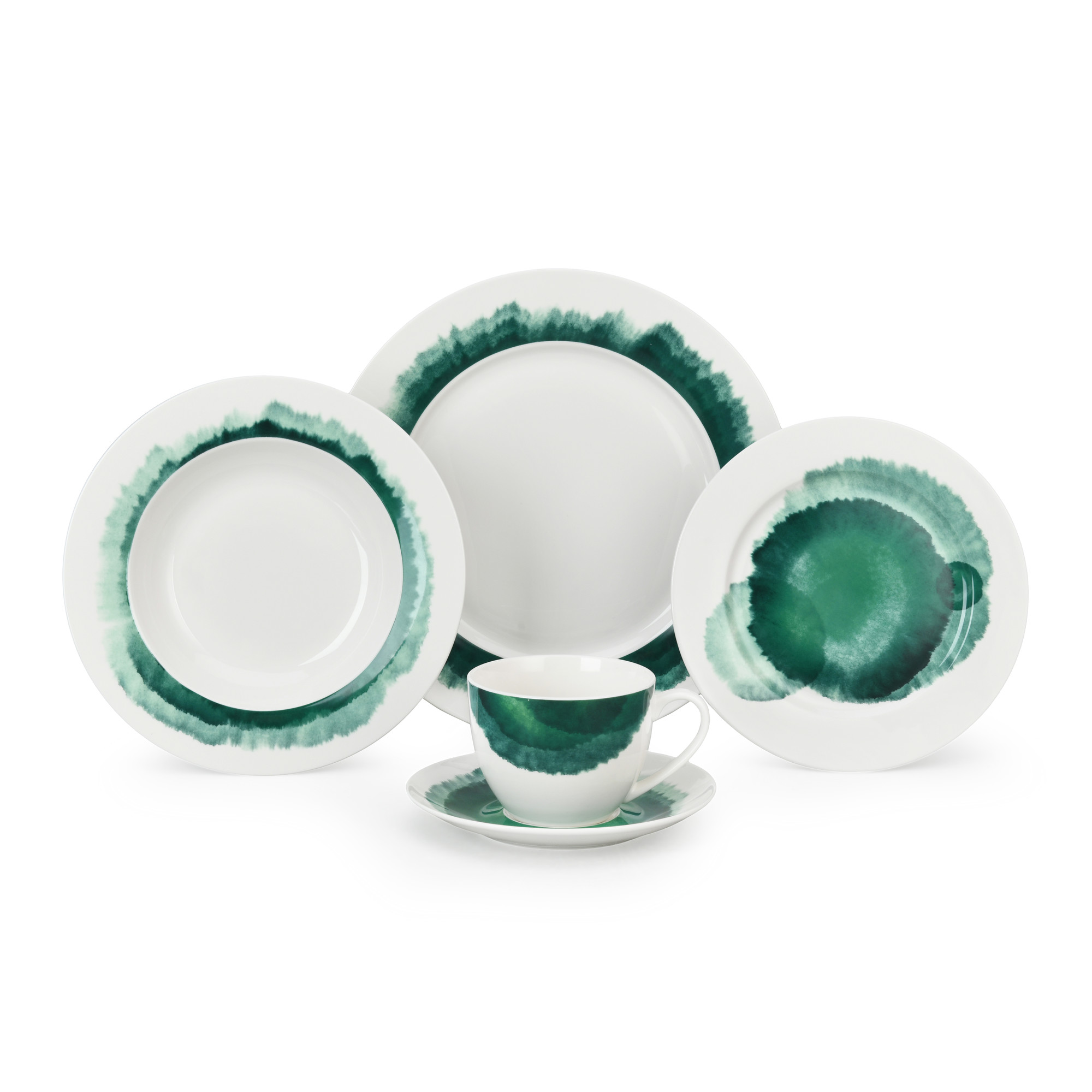20pcs Emerald Ink Ceramic Dinner Set