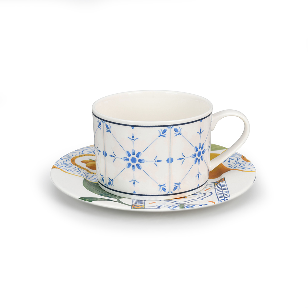 Sunny Citrus Lemon Cup & Saucer