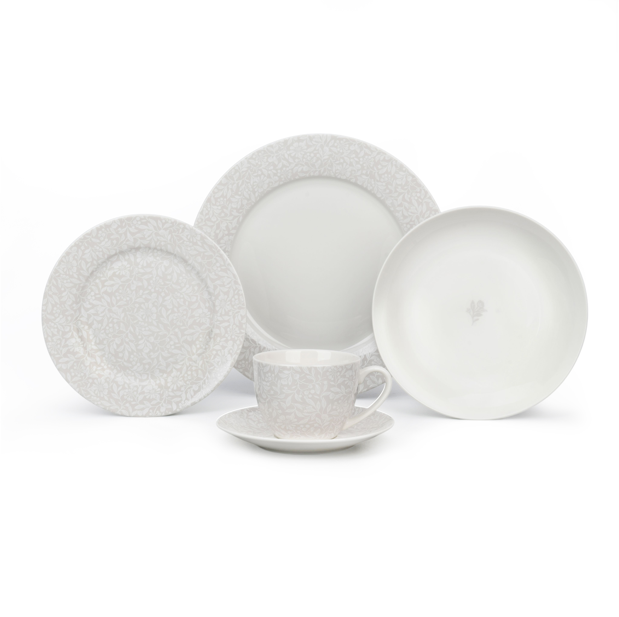 New Bone China White Pattern Design Relief Custom Dinner Set