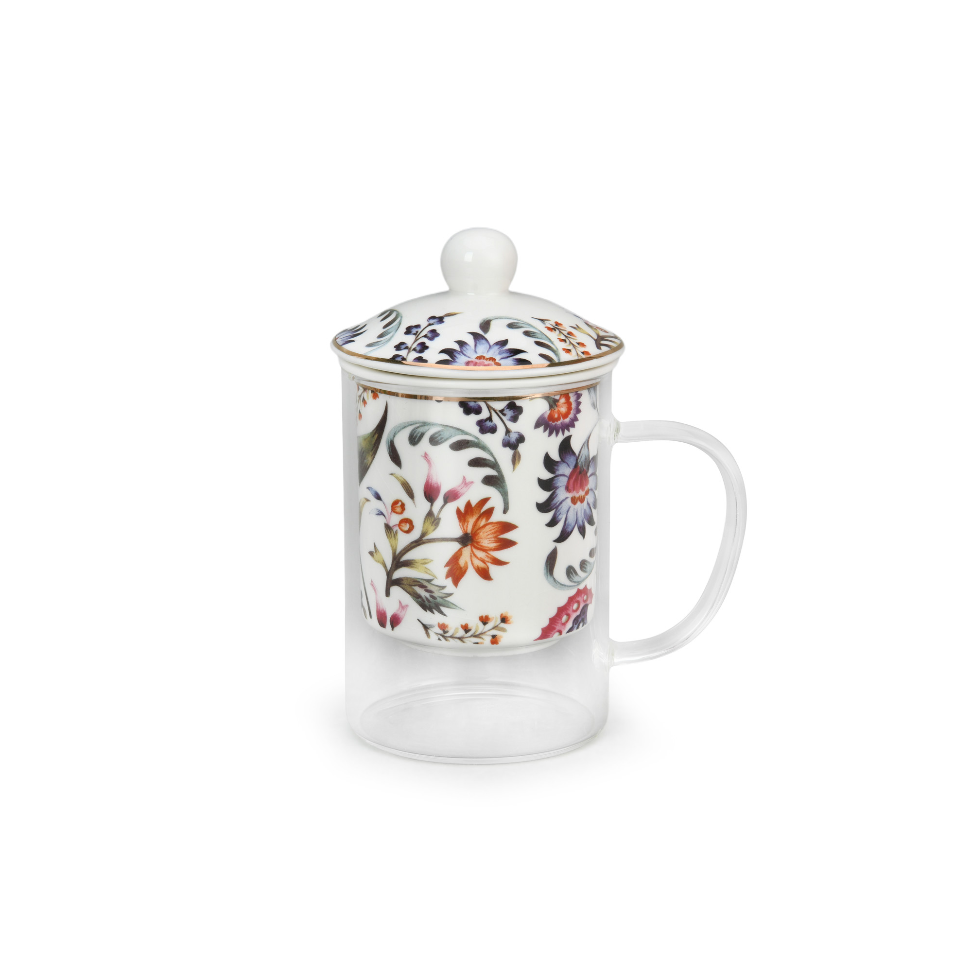 Ethnic Florals 220ml Filtered Glass Cup