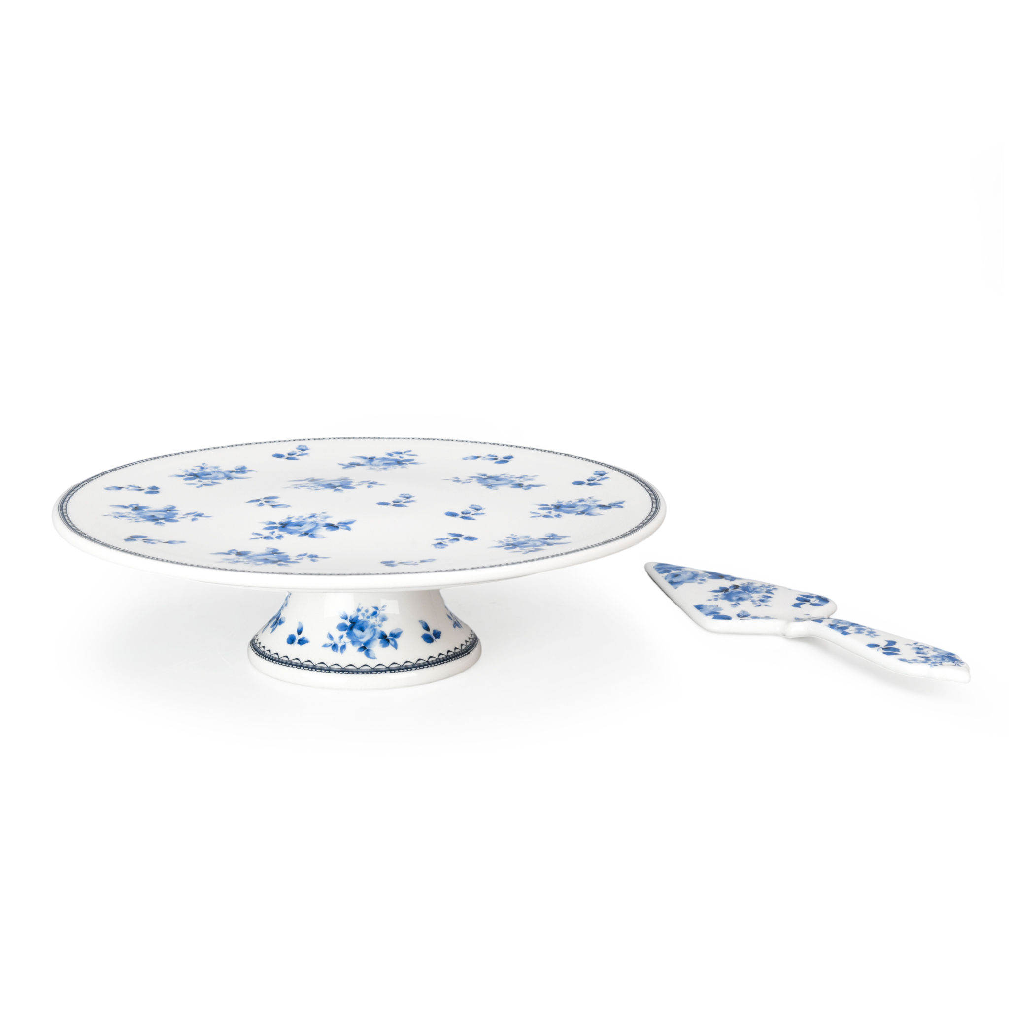 VINTAGE ROSES 12.5 Cake Stand With Cutter
