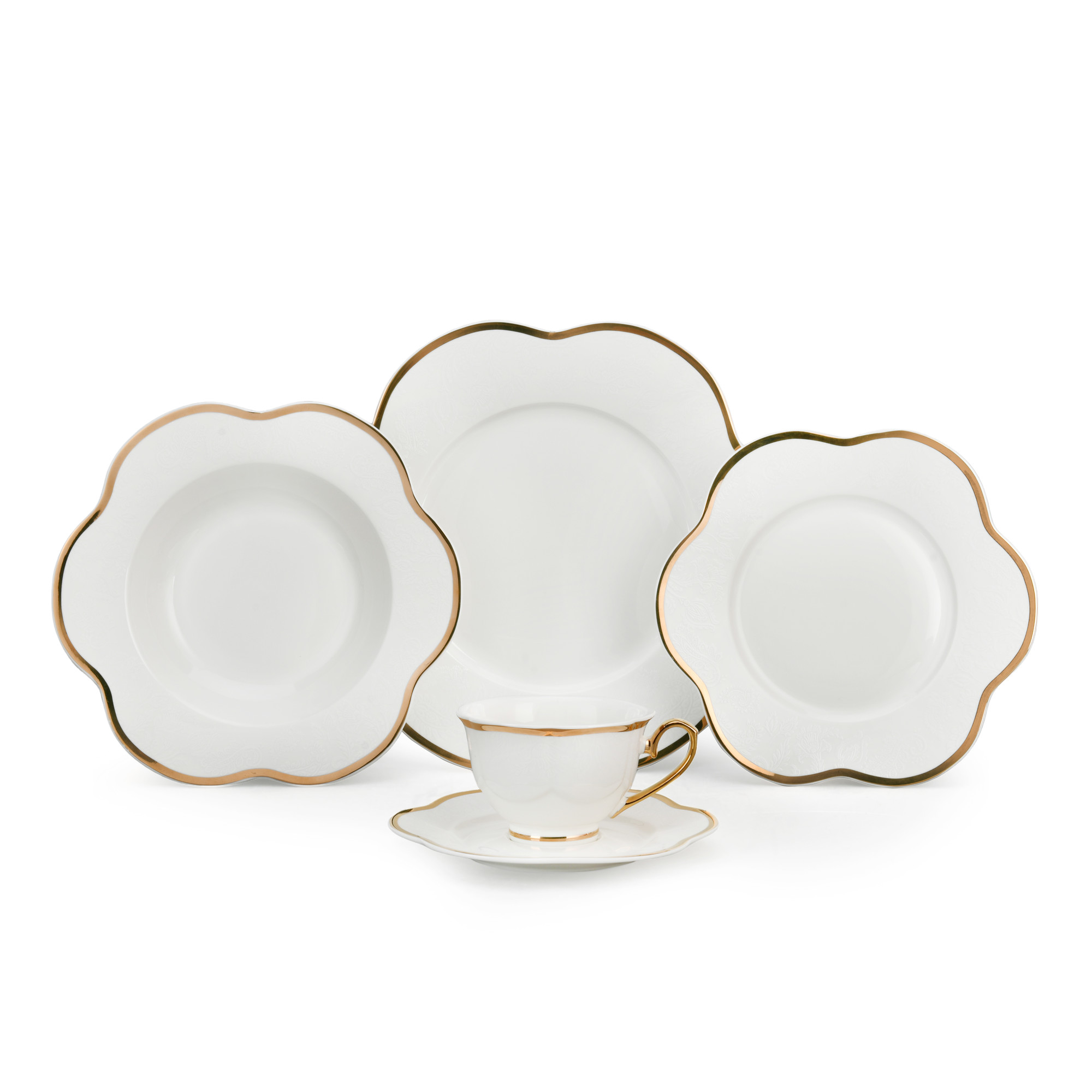 20pcs Luxurious Gold-Edged Porcelain Dinnerware Set