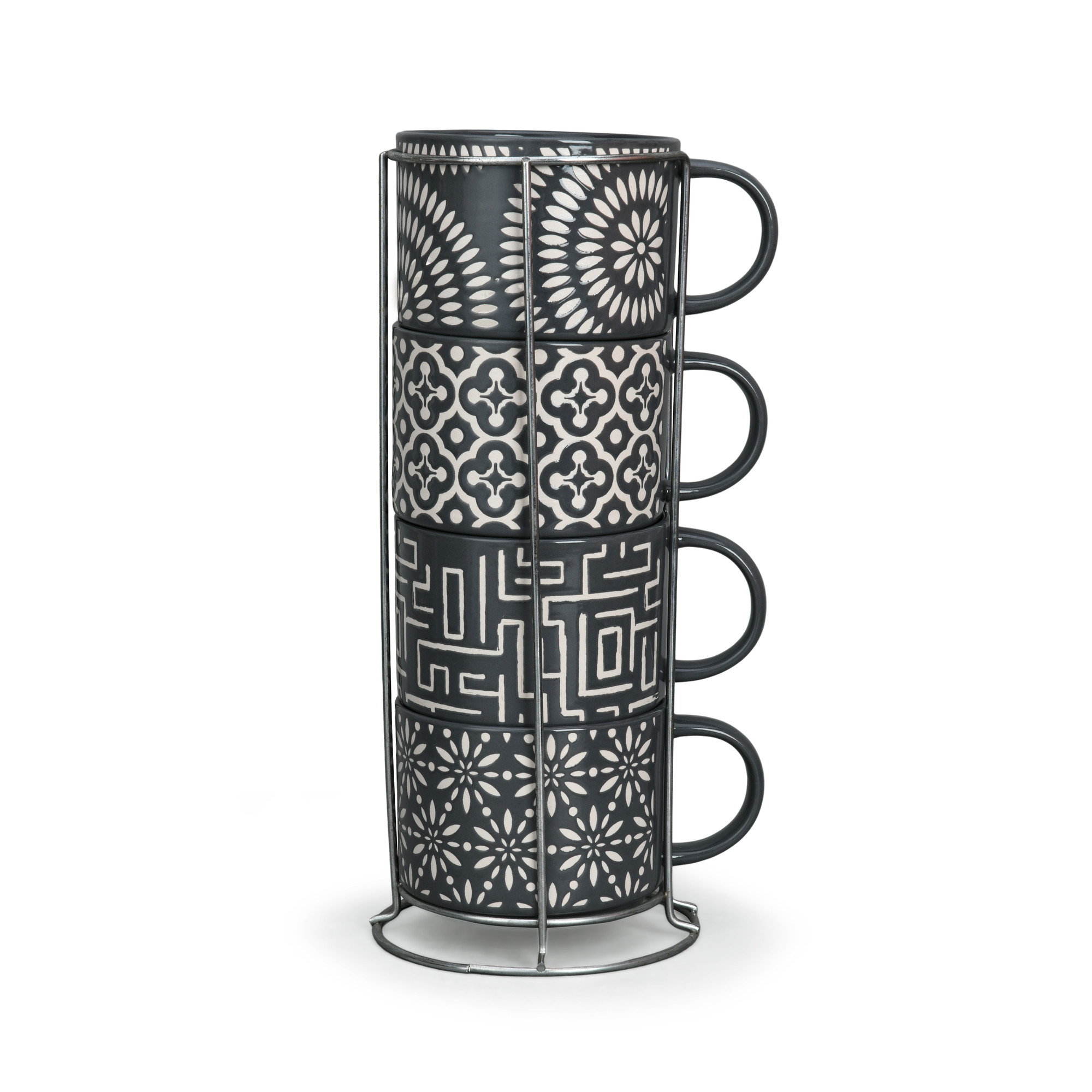 Monochrome Blossom S/4 380ml Mug Set