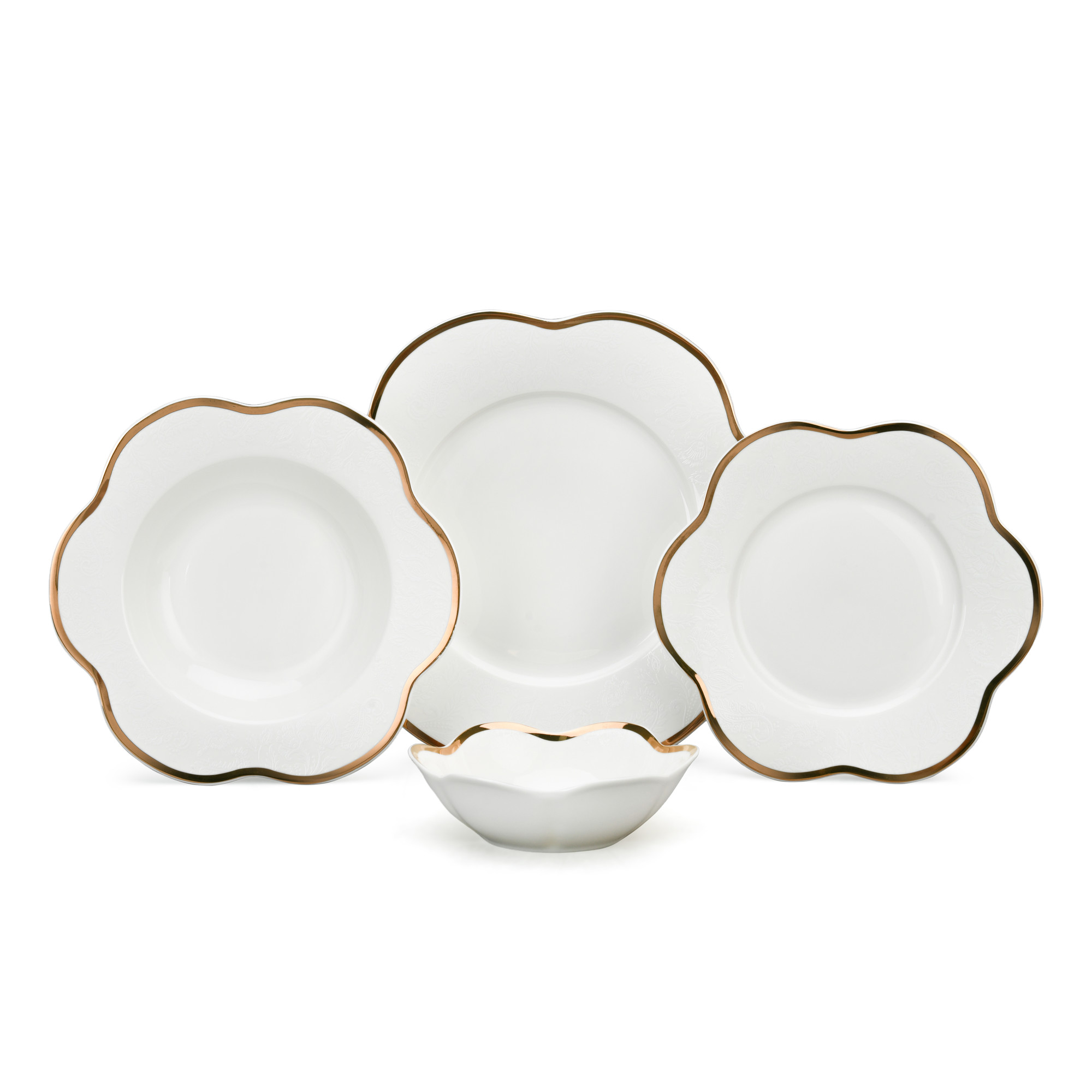 24pcs Luxurious Gold-Edged Porcelain Dinnerware Set
