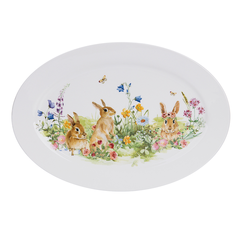 Spring Bunnies 16 Oval Plate