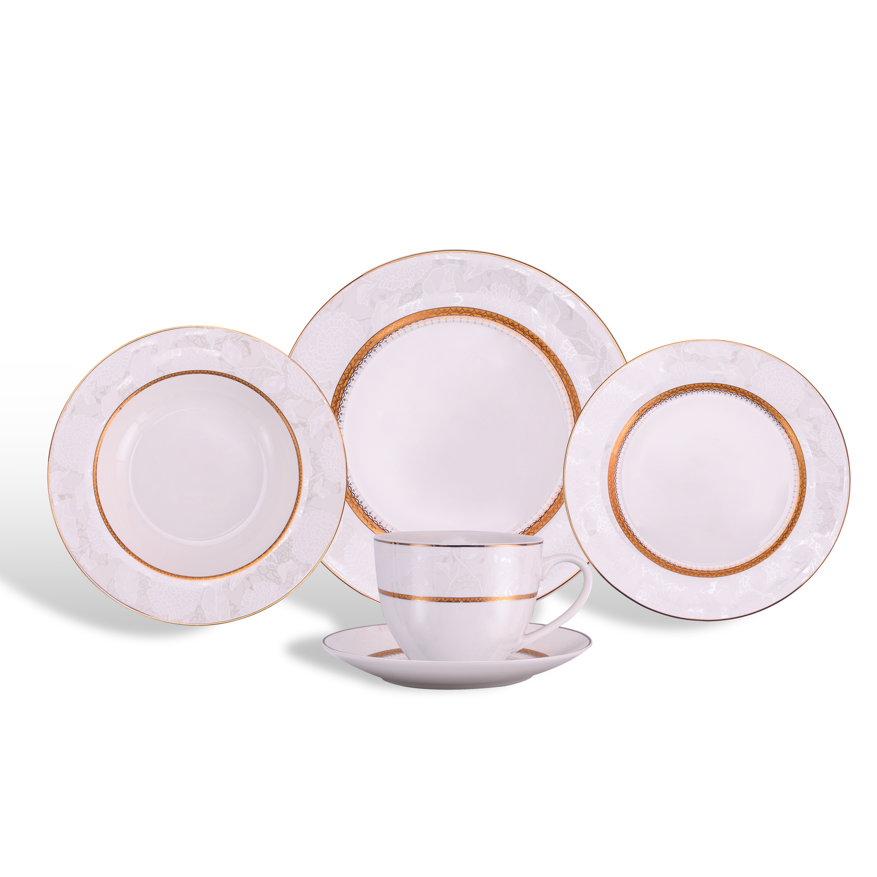 Gold Rim White Dinnerware Cust