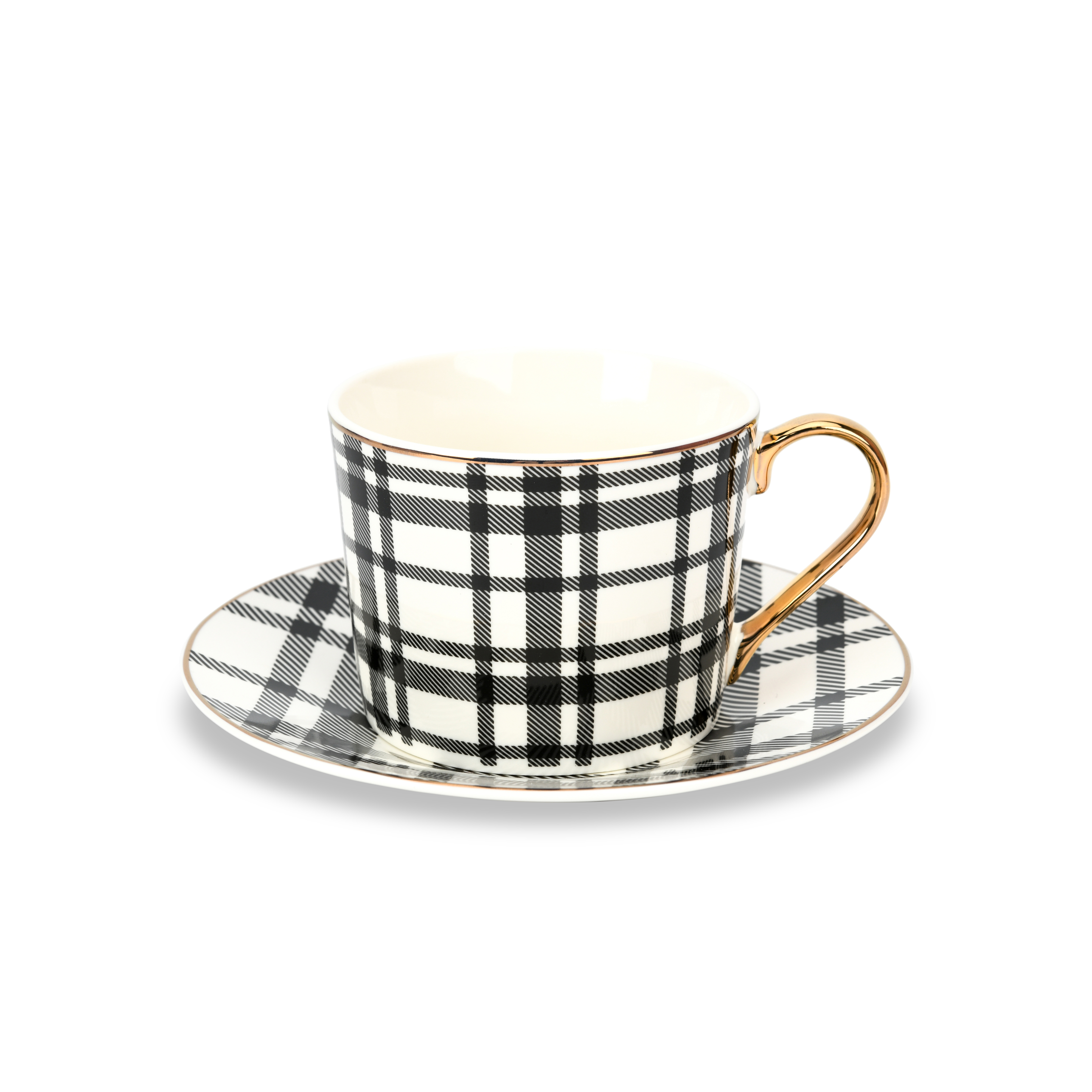 Geometric Design Ceramic Custom Pattern Custom Cup & Saucer