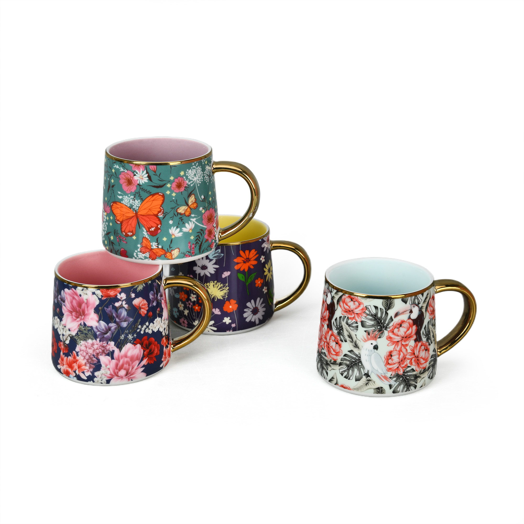 Golden Blooms 370ml Mug Set