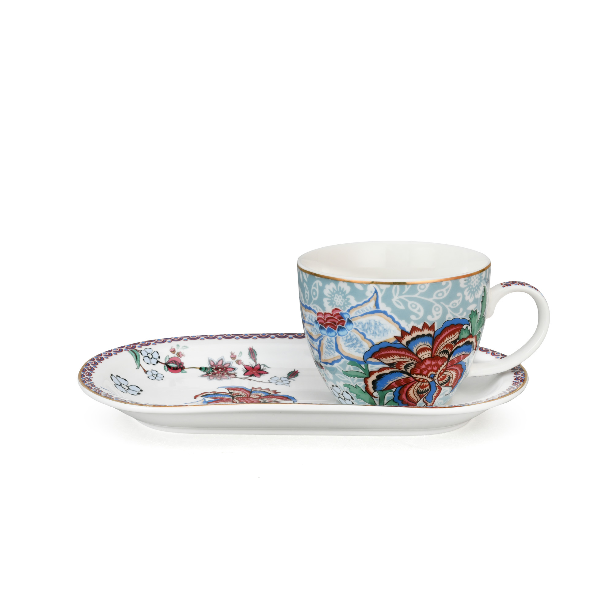 Vintage Floral 450ml Cup & Plate