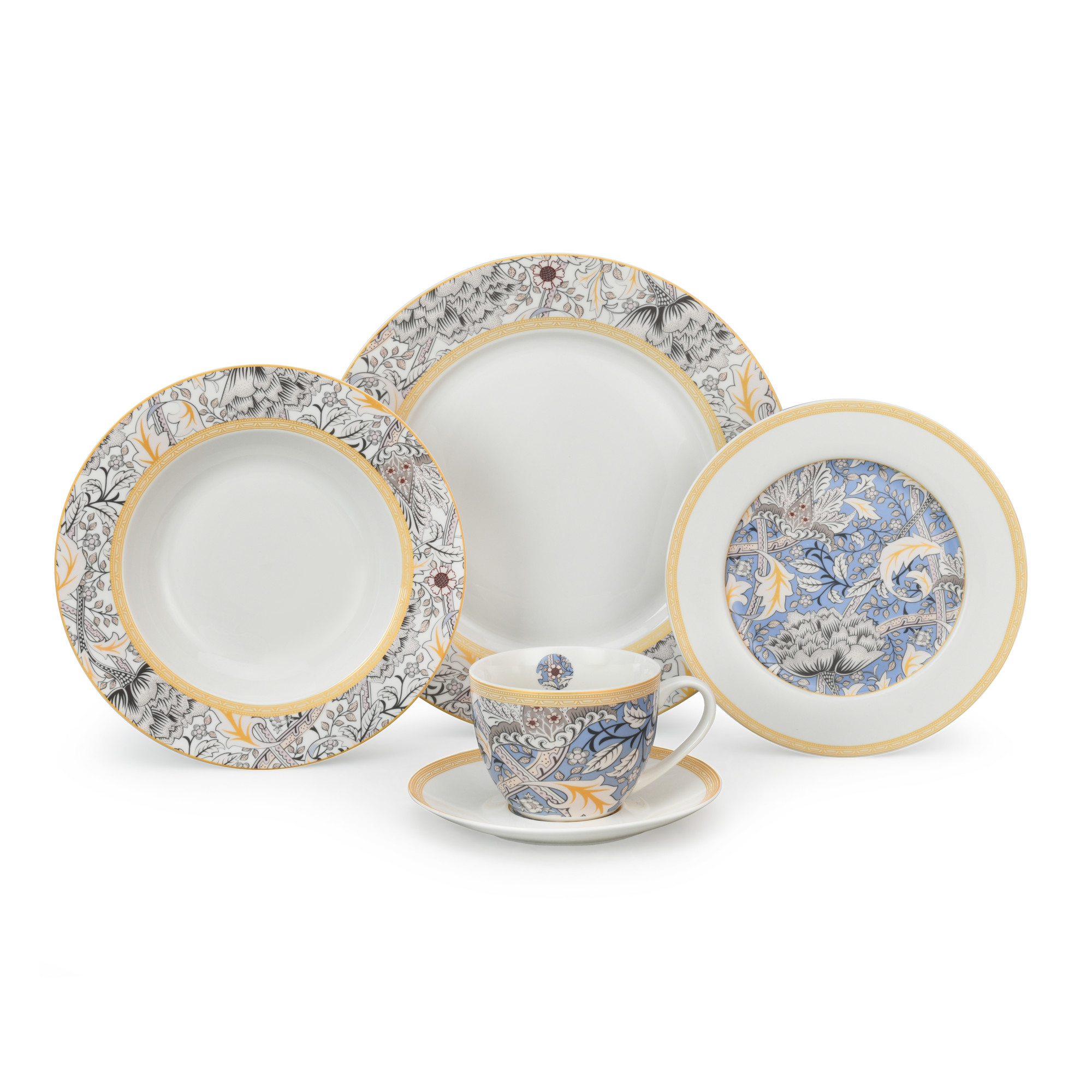 20pcs Botanical Elegance Ceramic Dinnerware