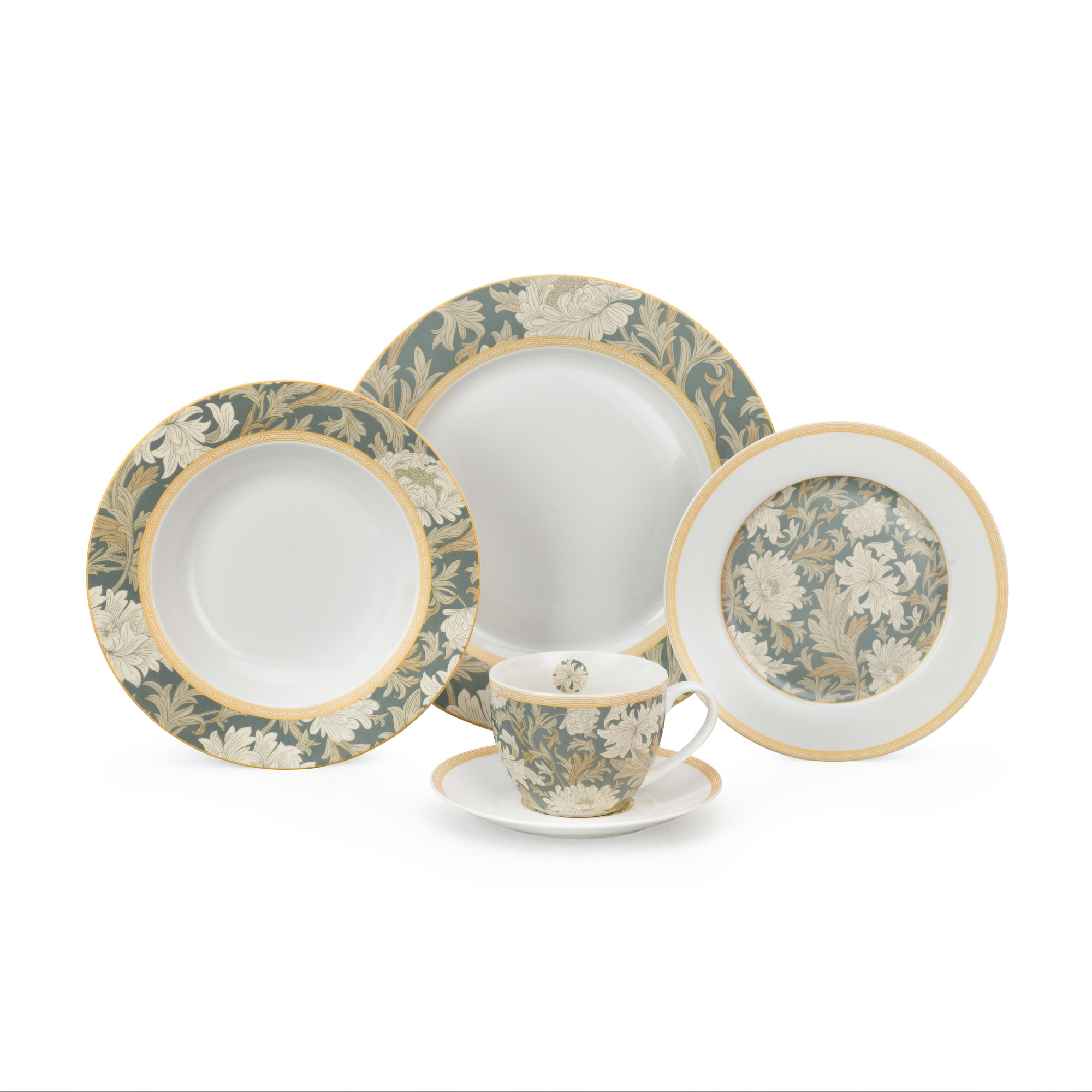 20pcs Botanical Elegance Ceramic Crockery Set