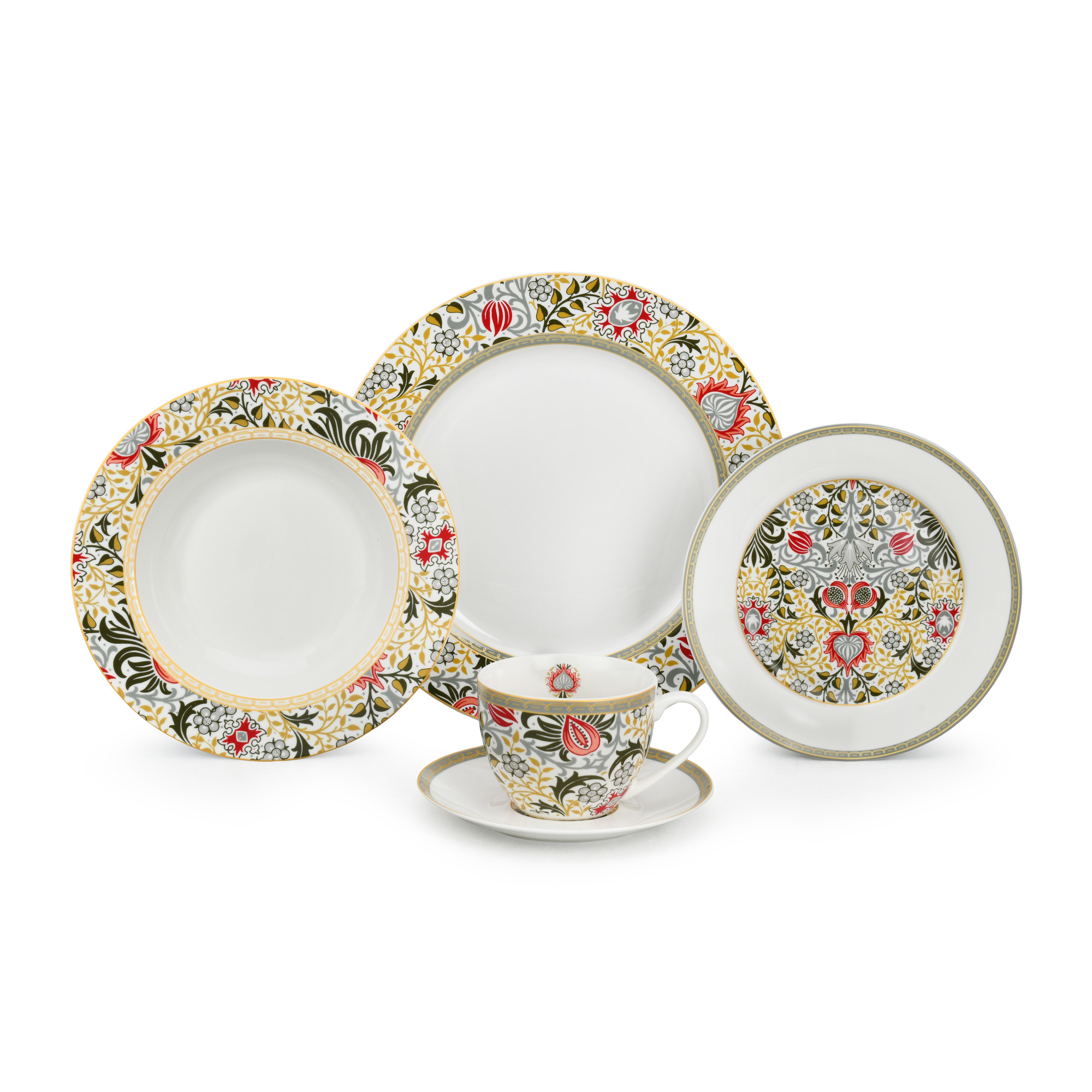 20pcs Botanical Elegance Dinnerware Ceramic Set