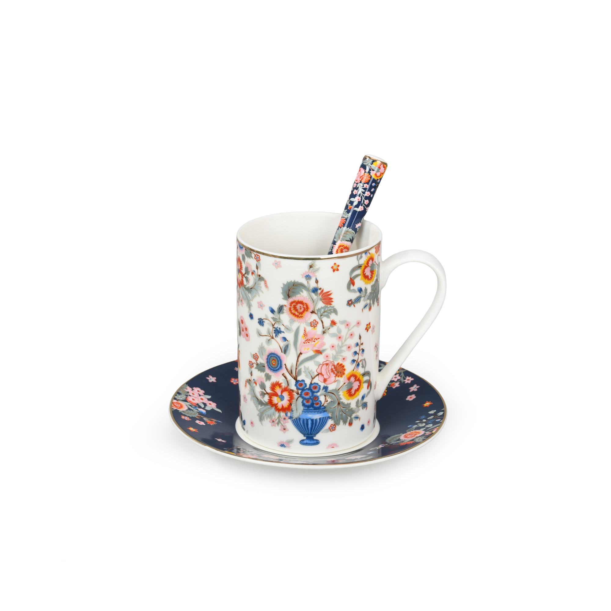 Blooms in Blue S/4 330ml Cup & Saucer