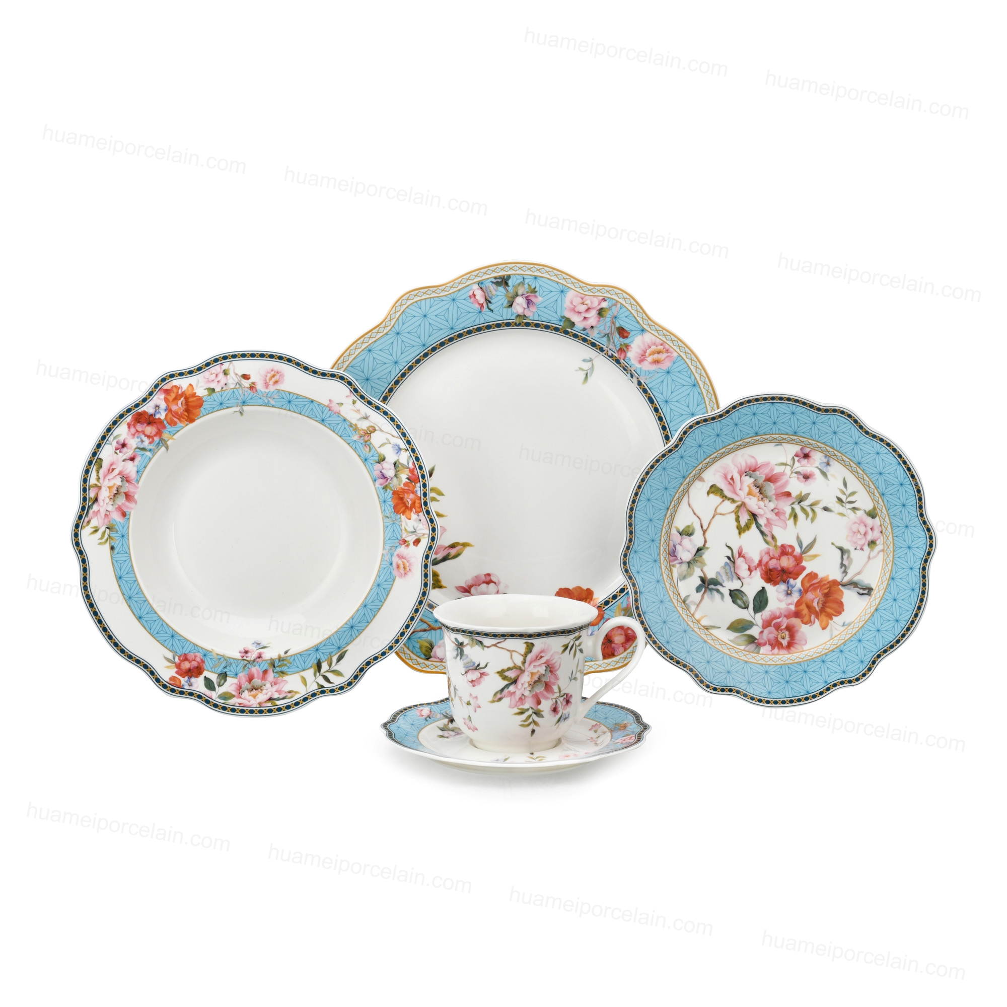 20pcs Elegant Floral Harmony Dinner Set