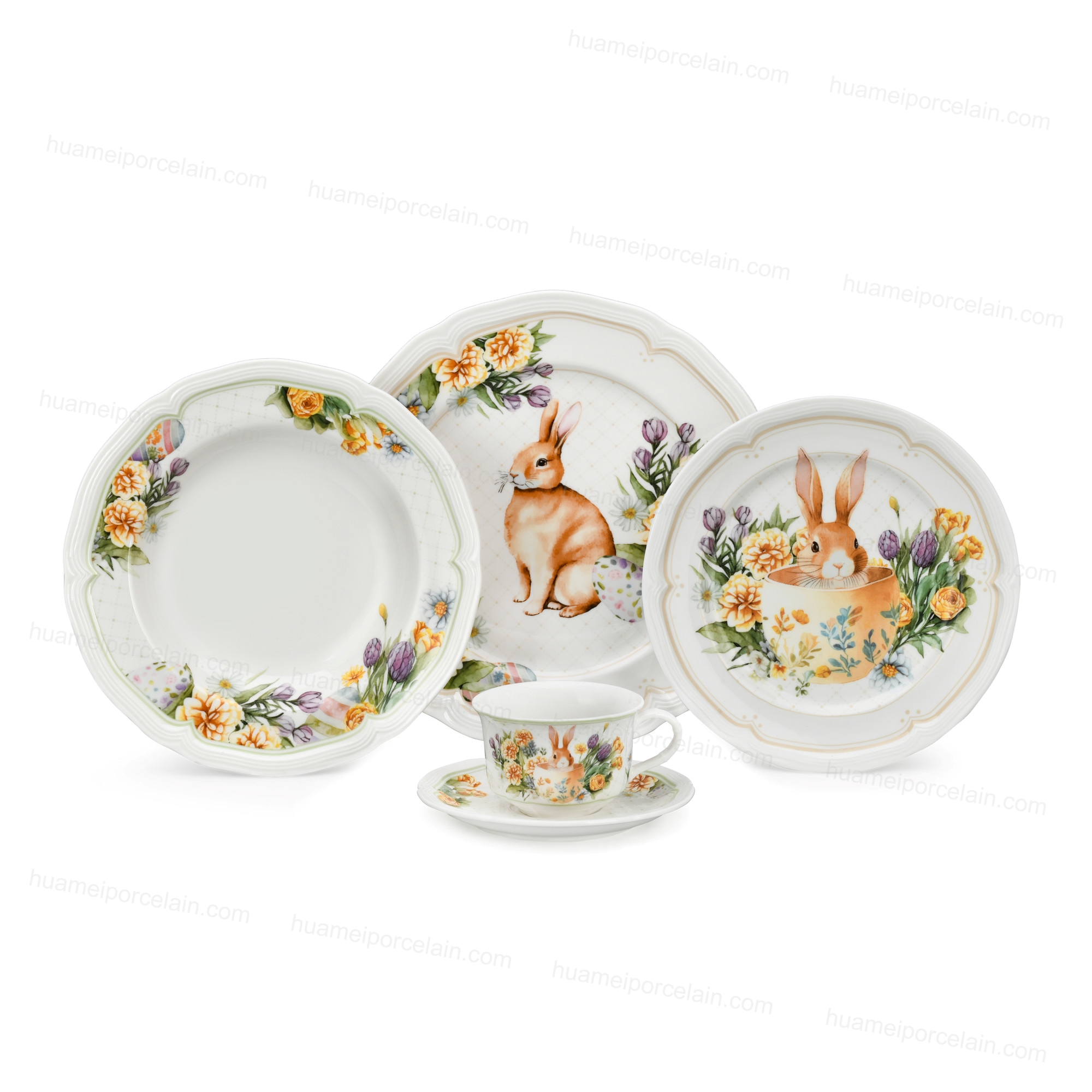 20pcs Easter Elegance Collection Porcelain Dinnerware Set