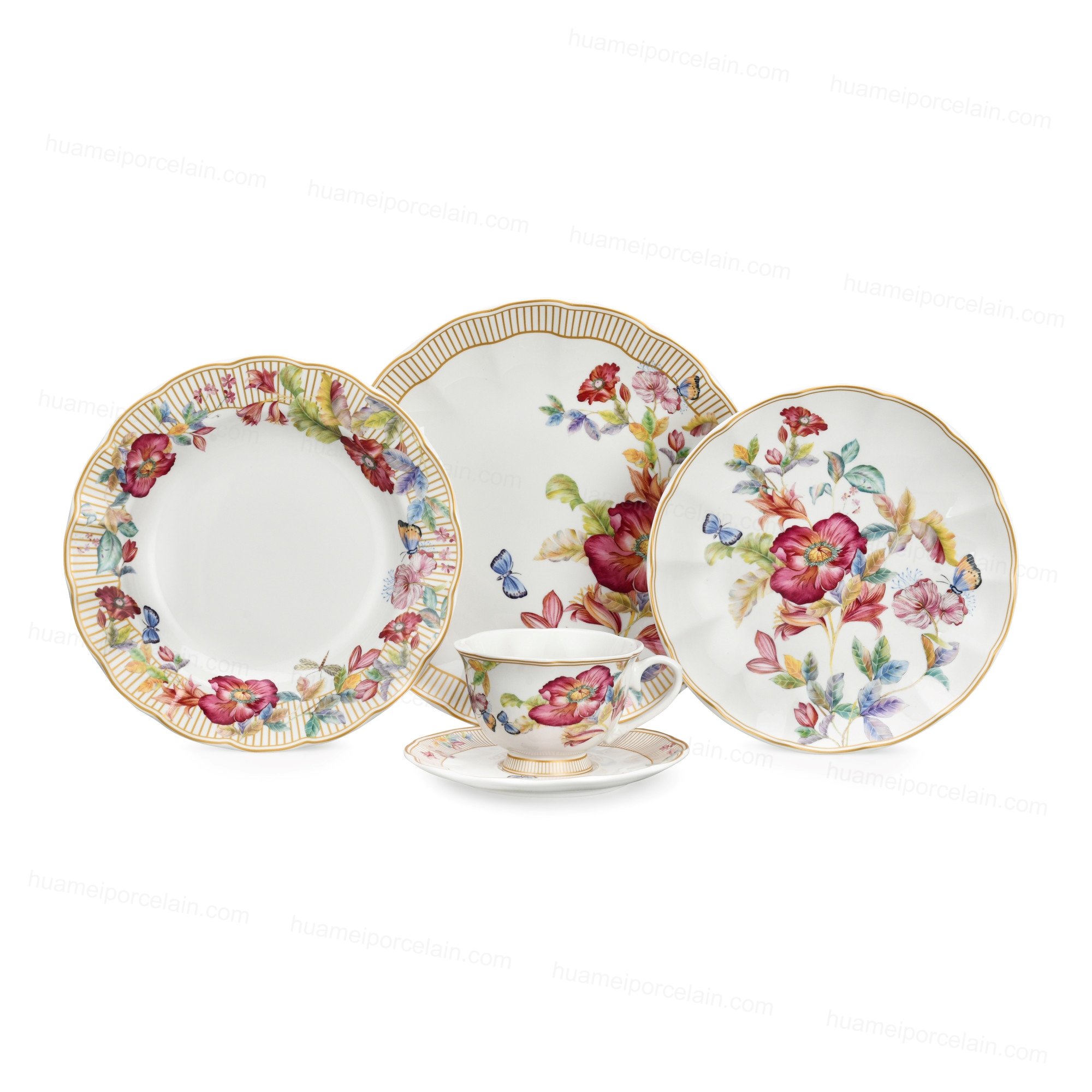 20pcs Floral Elegance Harmony Porcelain Dinner Set