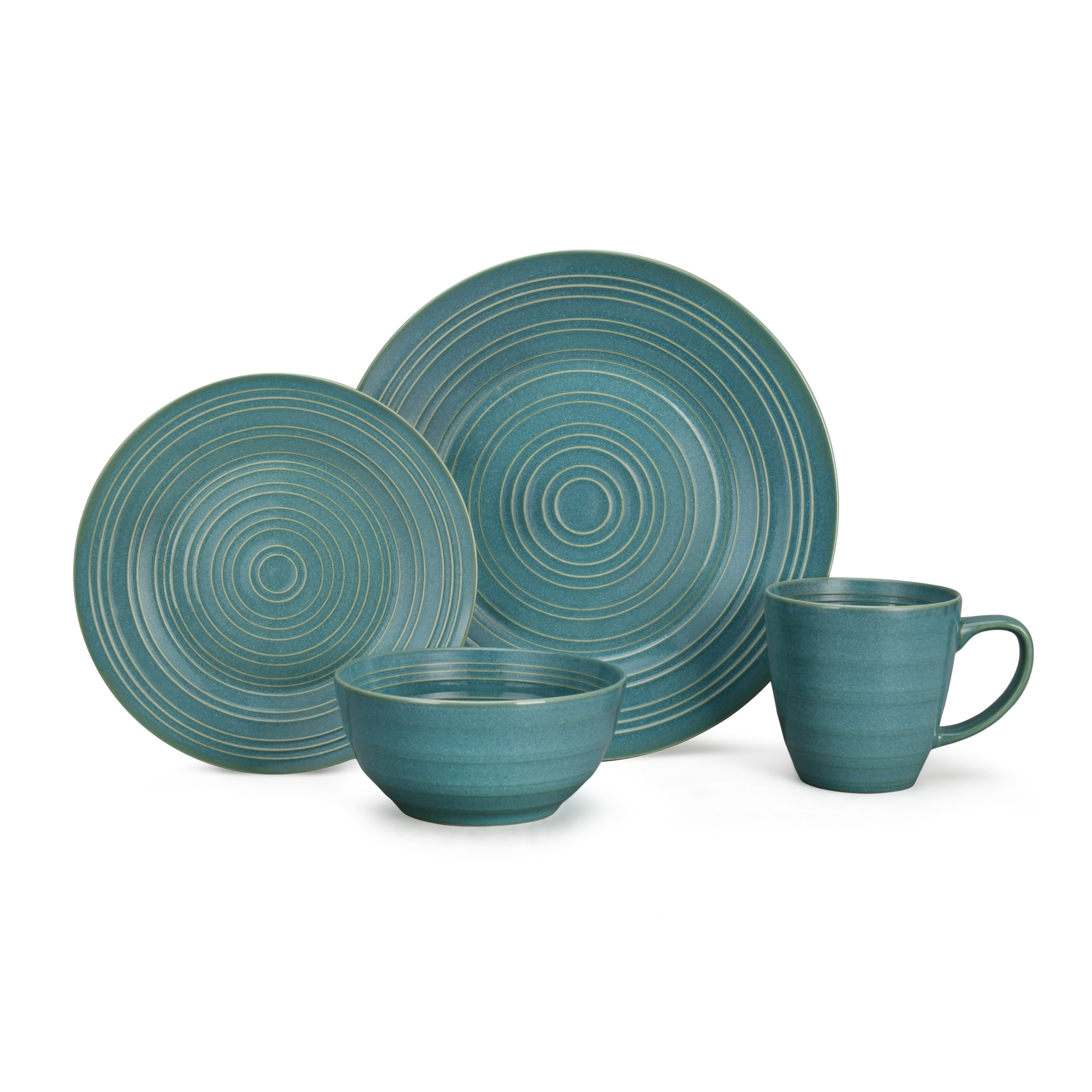 16pcs Concentric Circle Design Stoneware Set