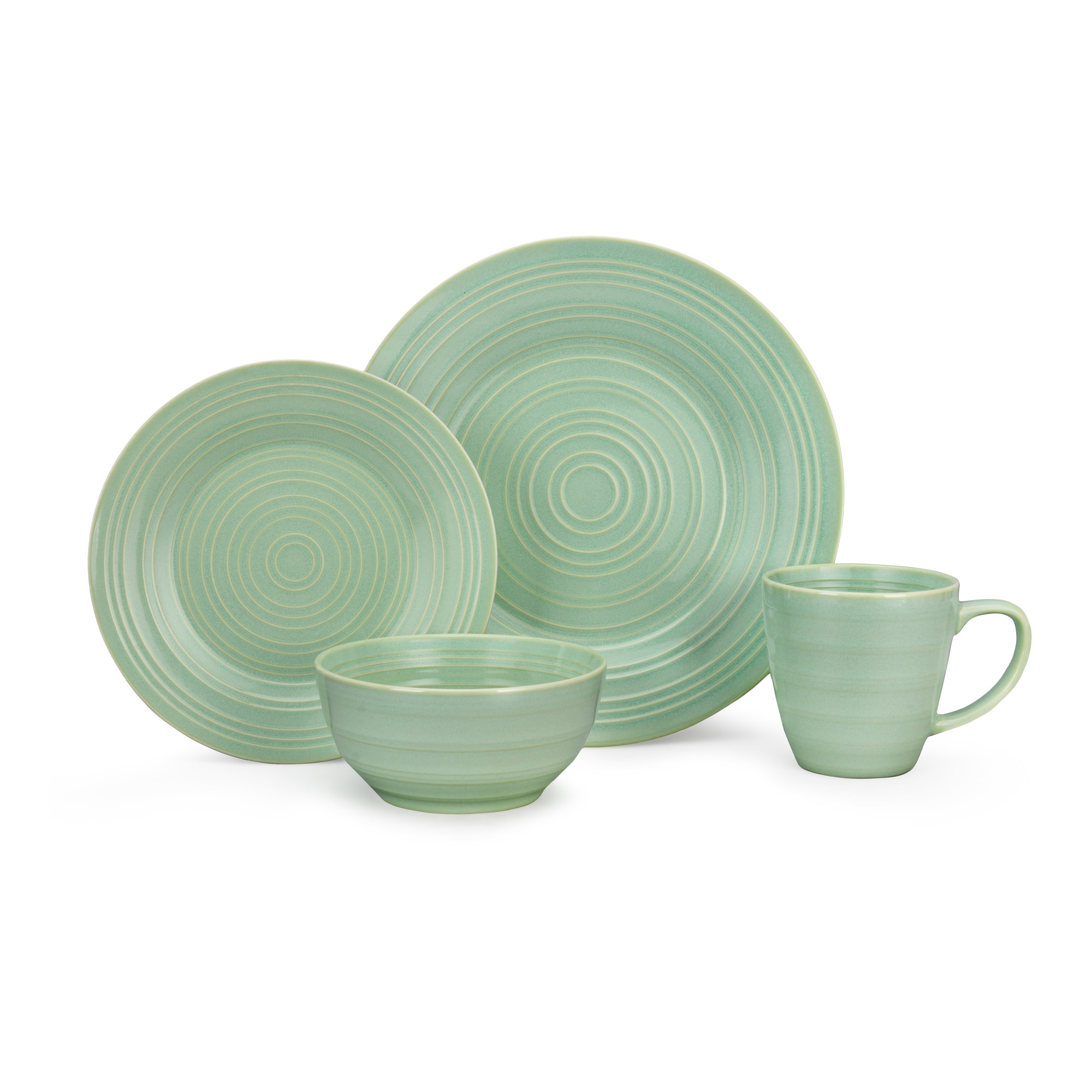 16pcs Concentric Circle Design Stoneware Set