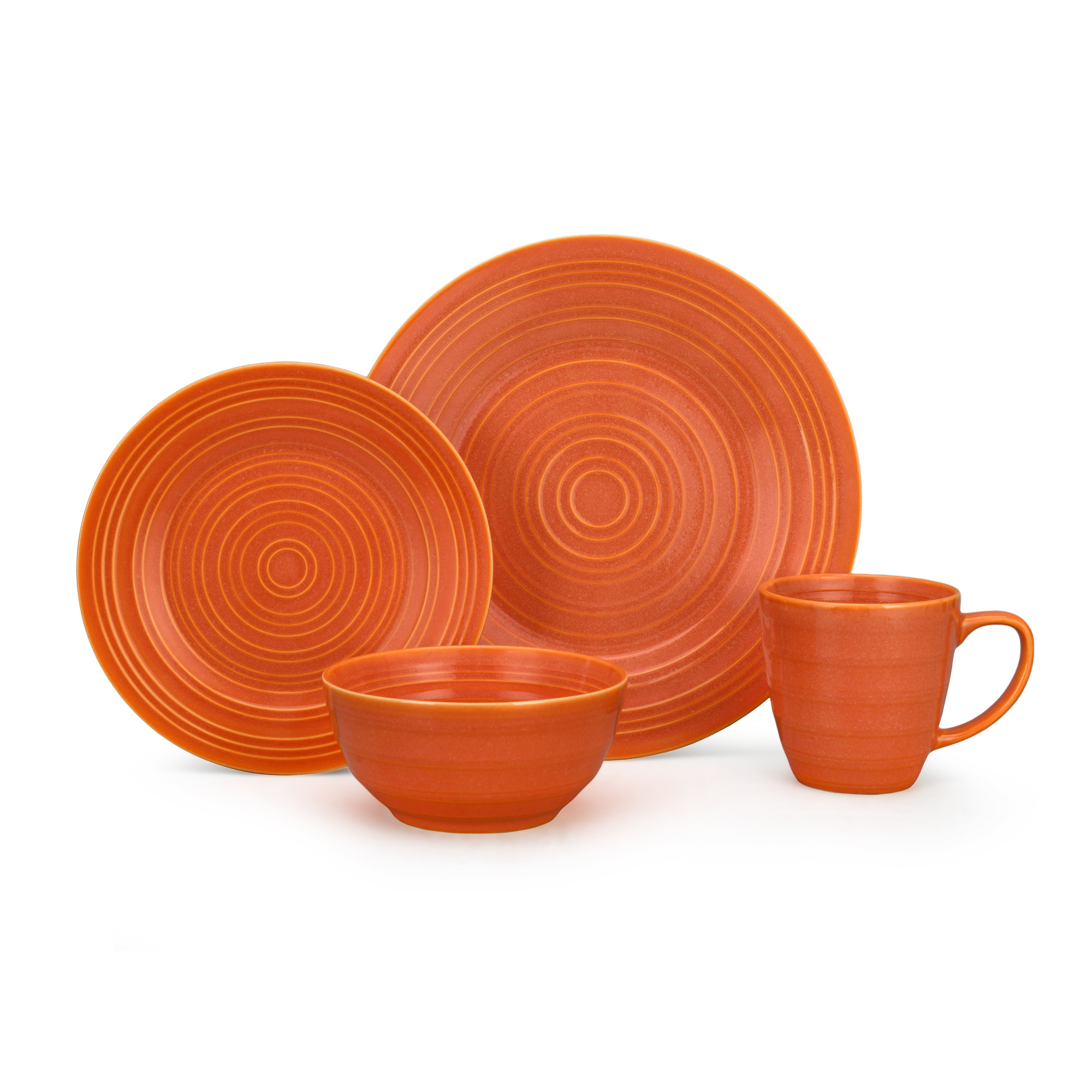 16pcs Concentric Circle Design Stoneware Set