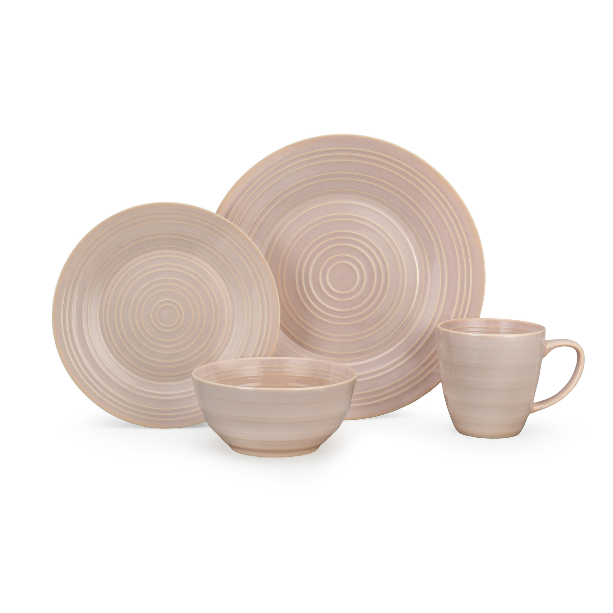 16pcs Concentric Circle Design Stoneware Set