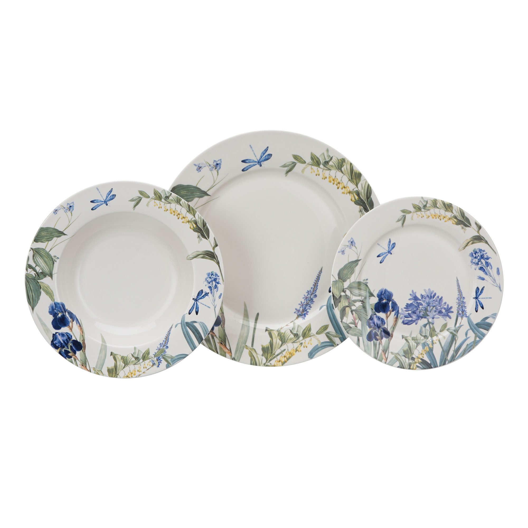 18pcs Elegant Floral Ceramic Dinner Plate Set