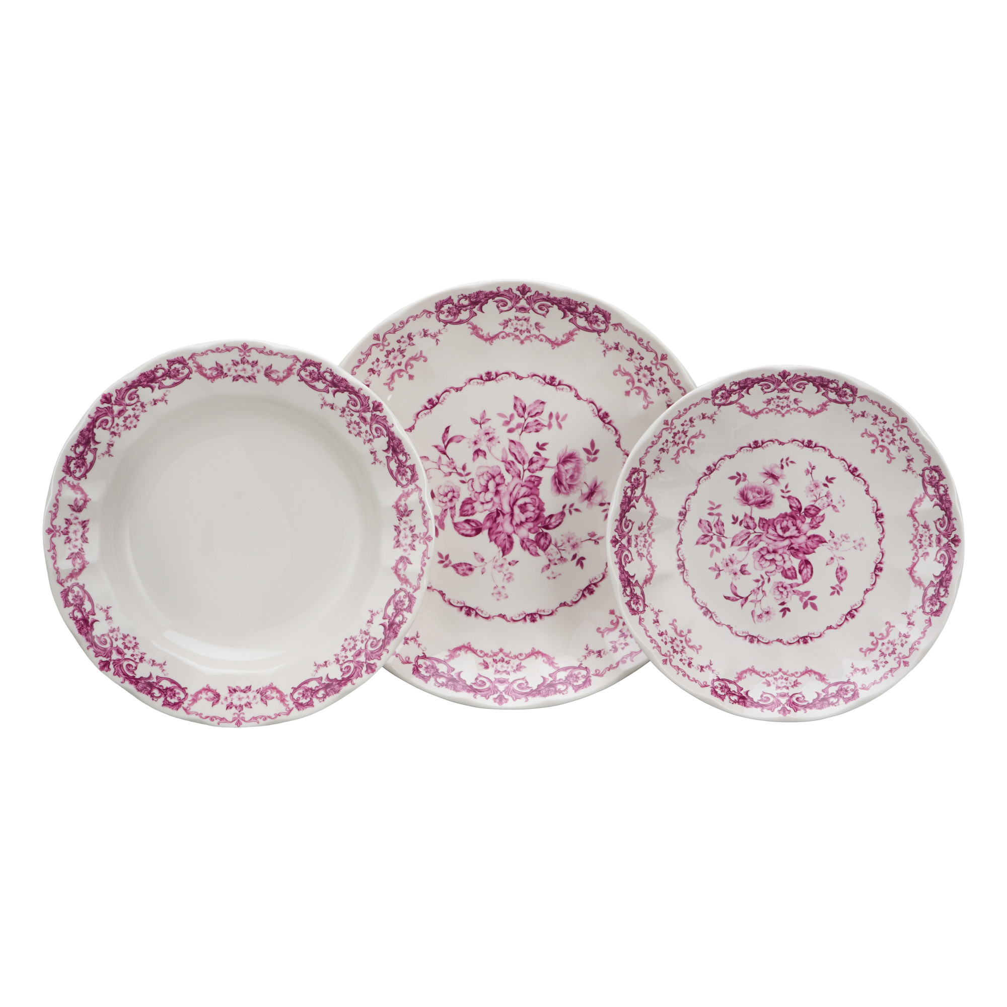 18pcs Vintage Rose Porcelain Dinnerware Collection 