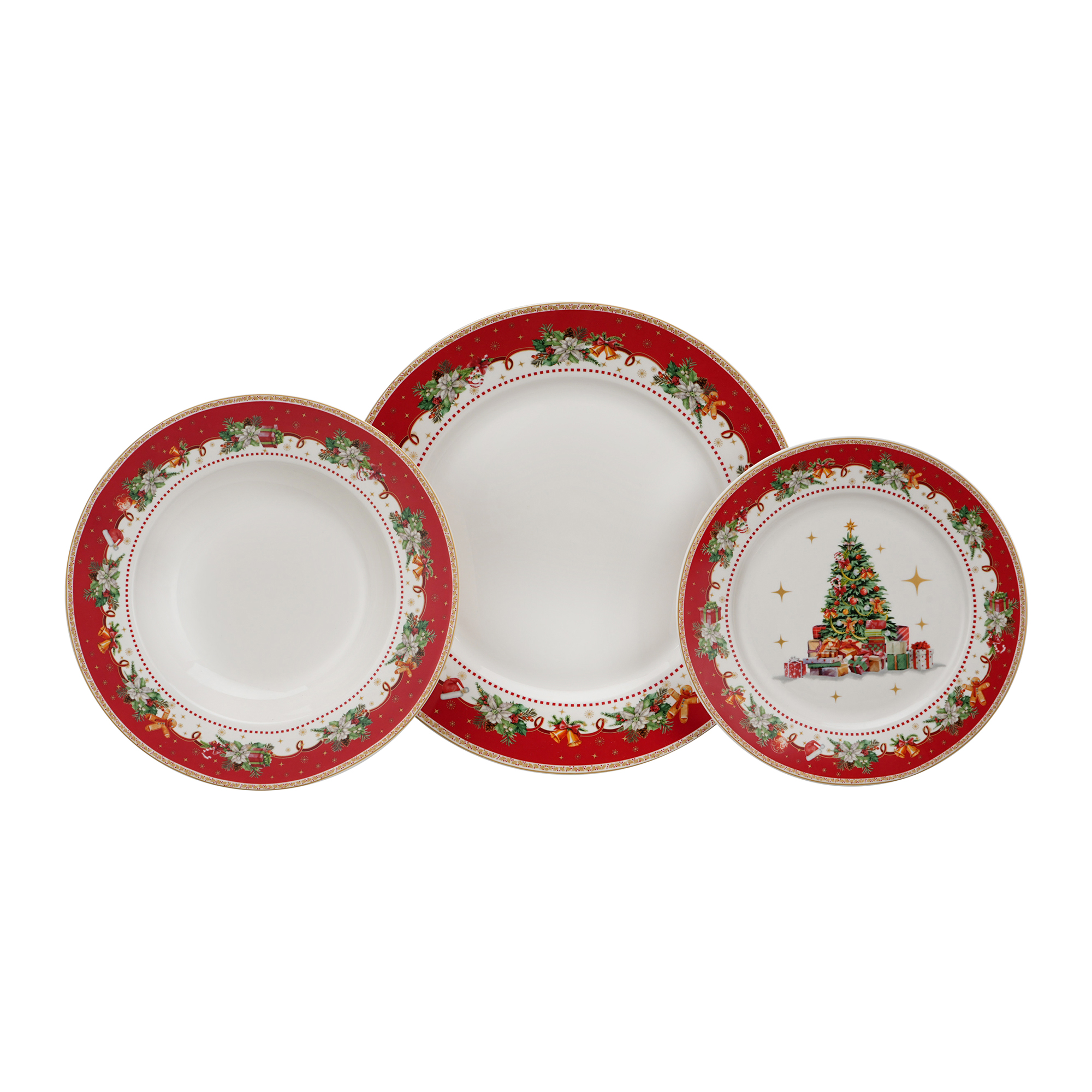 18pcs Christmas Ceramic Dinner Plate Set