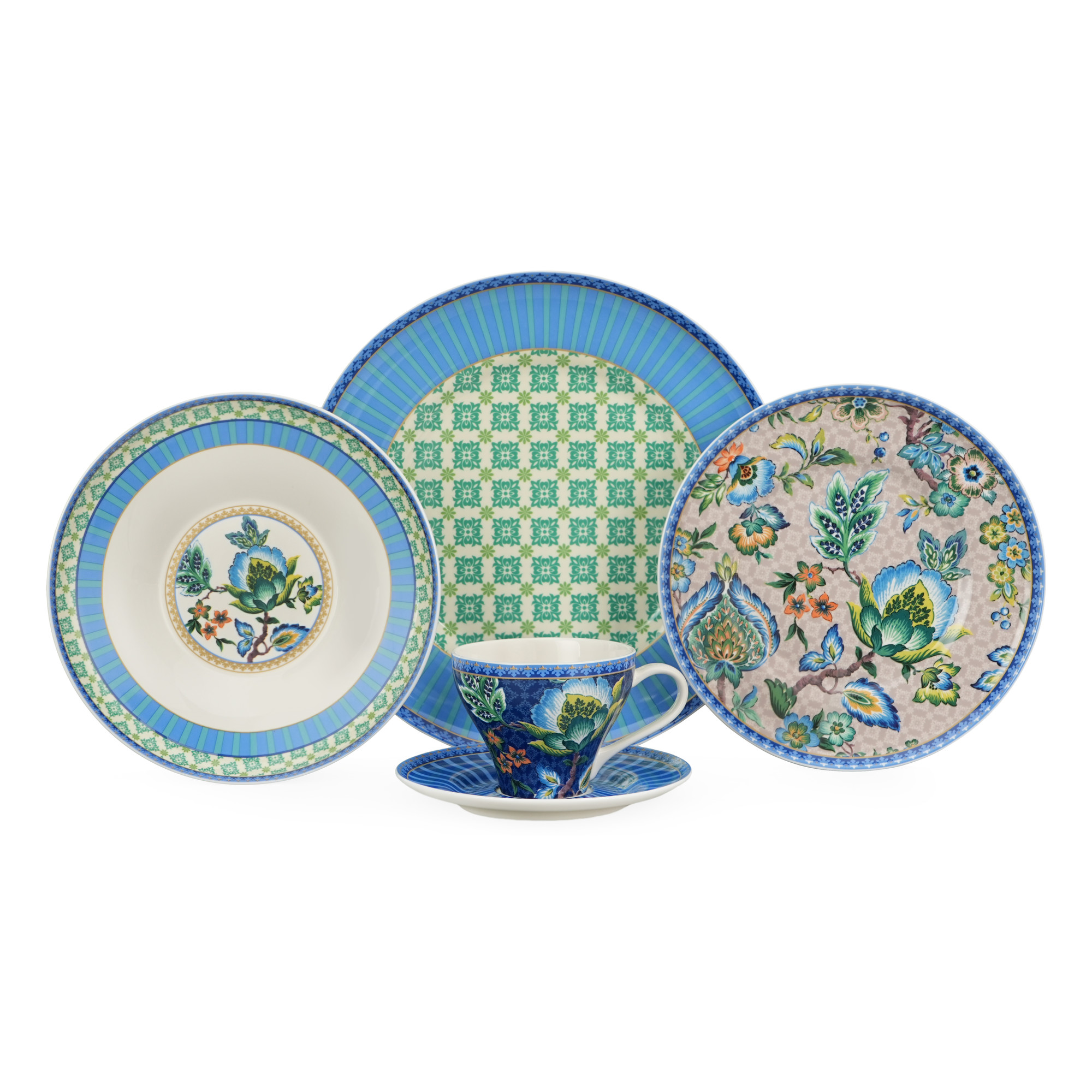 Intricate Floral Geometric Patterns Ceramic Dinnerware Set