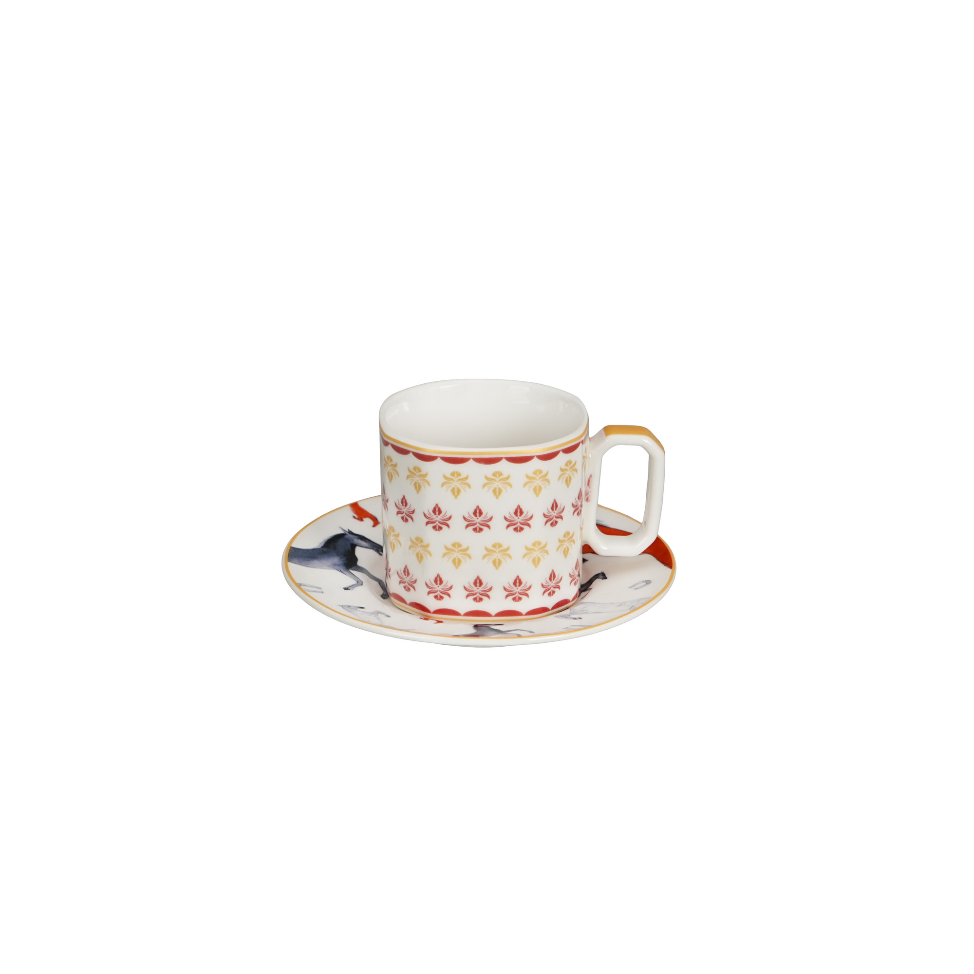 Oriental Horse 120ml Cup & Saucer