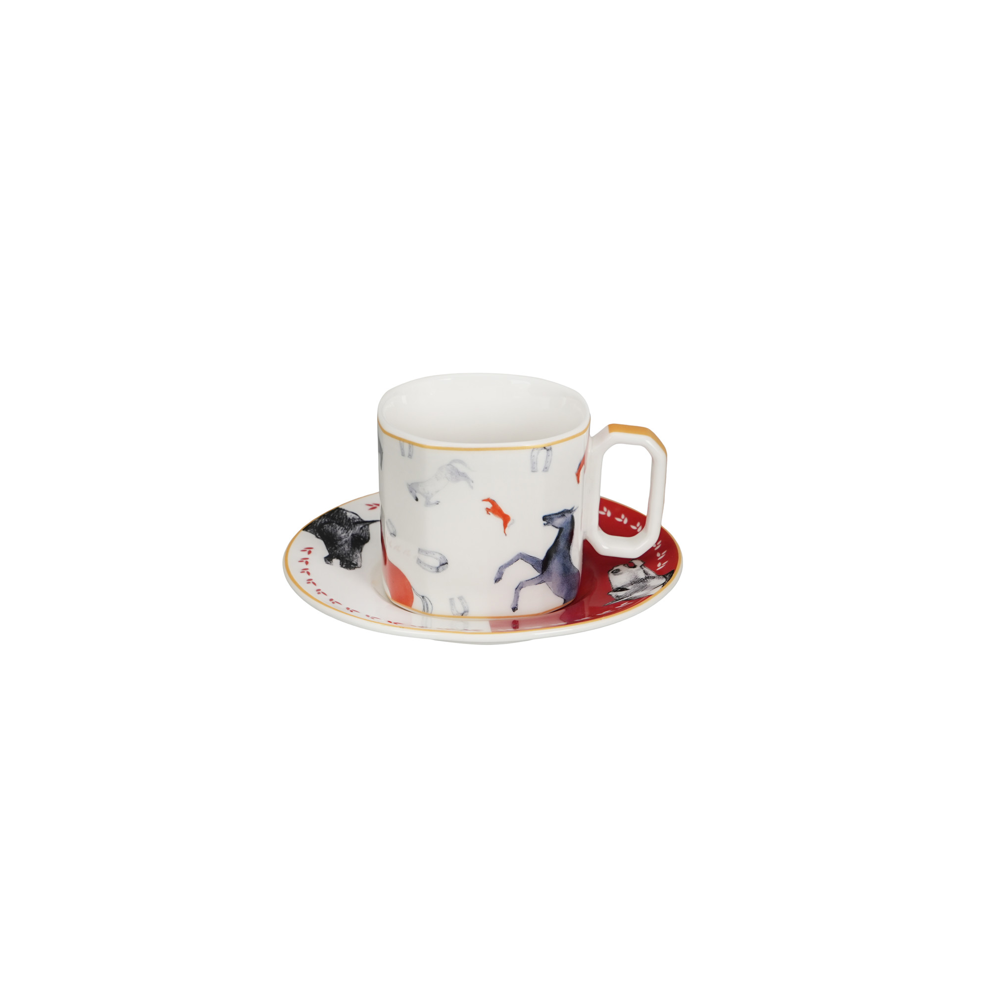 Oriental Horse 120ml Cup & Saucer